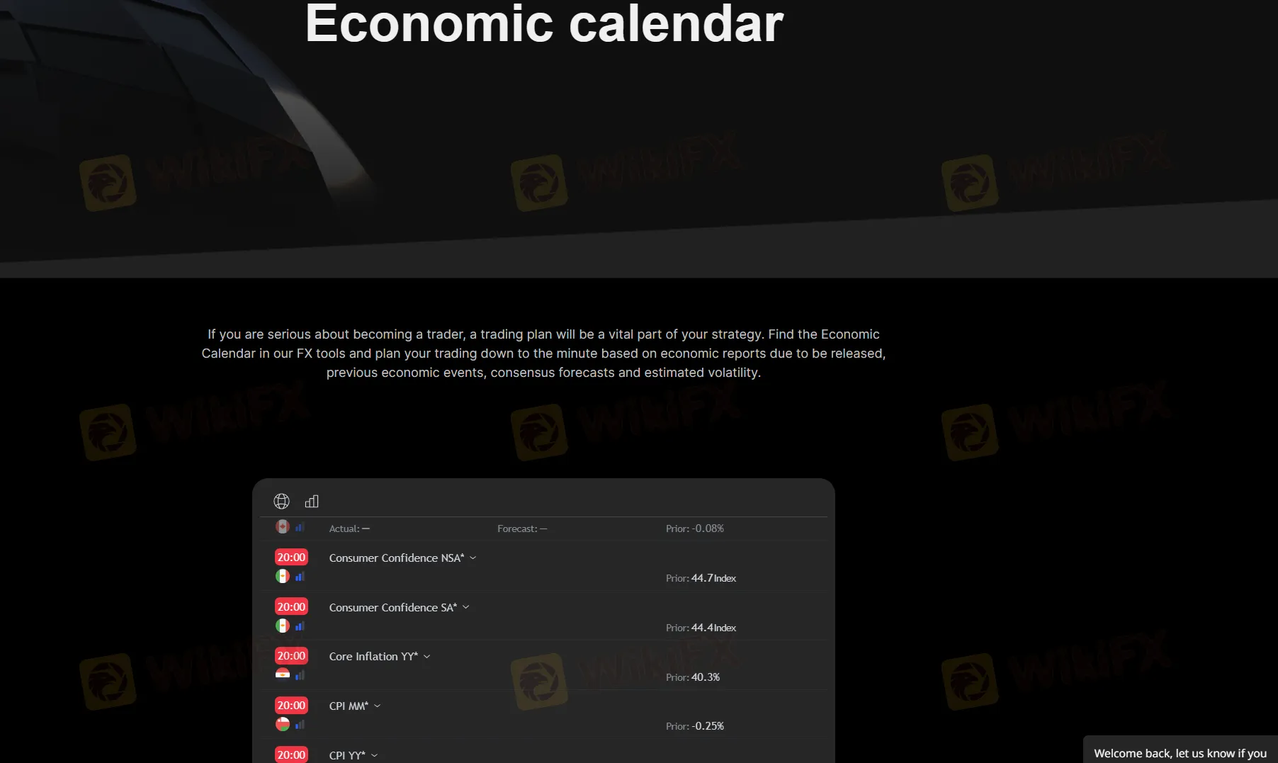 economic calendar