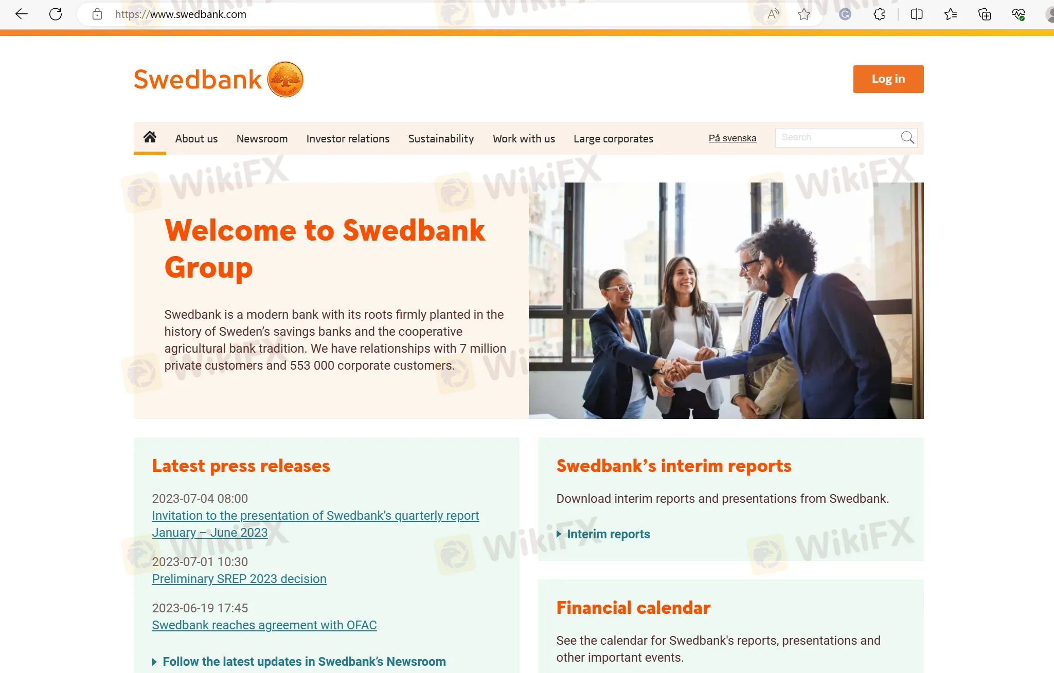 Swedbank's home page