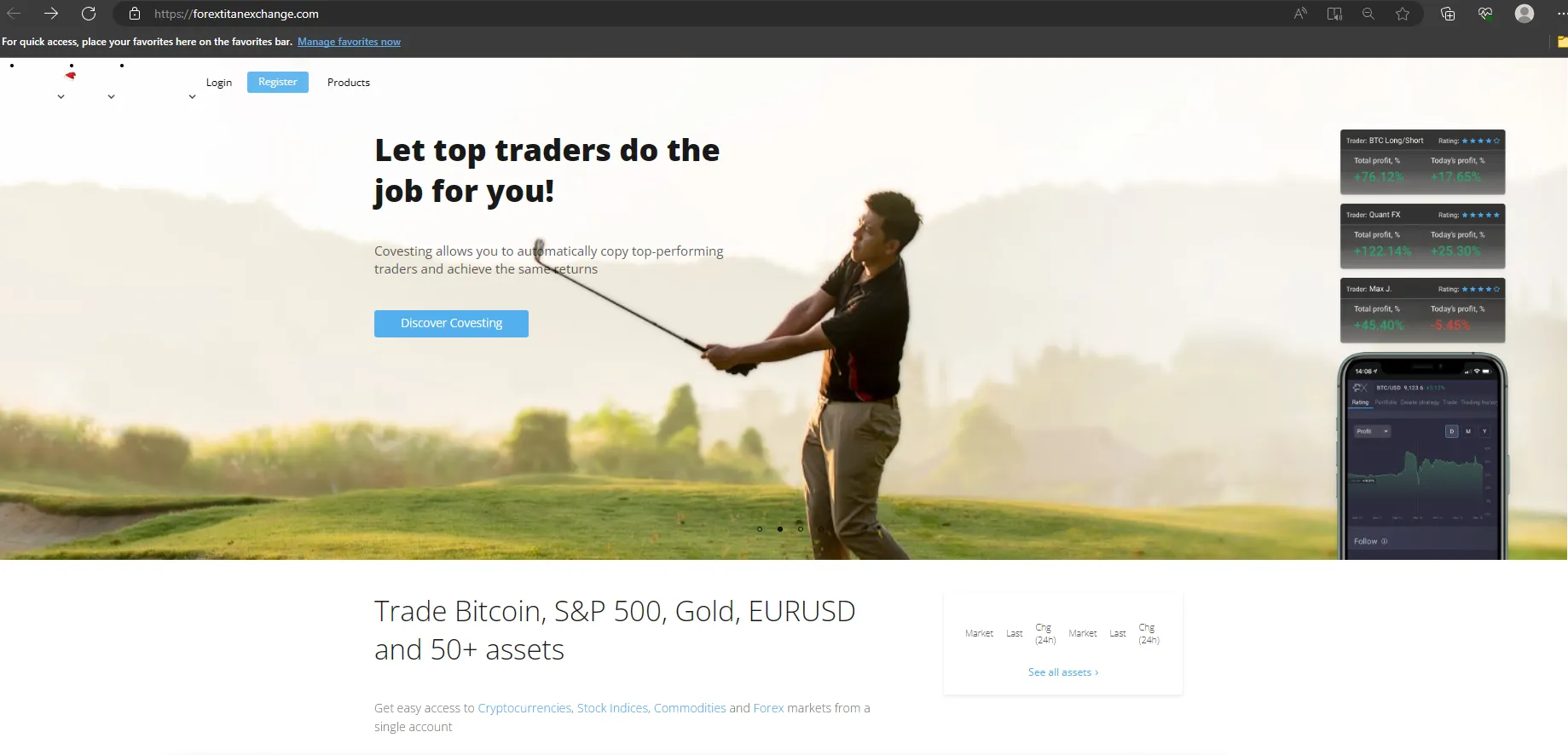 Forex Titan Exchange's home page
