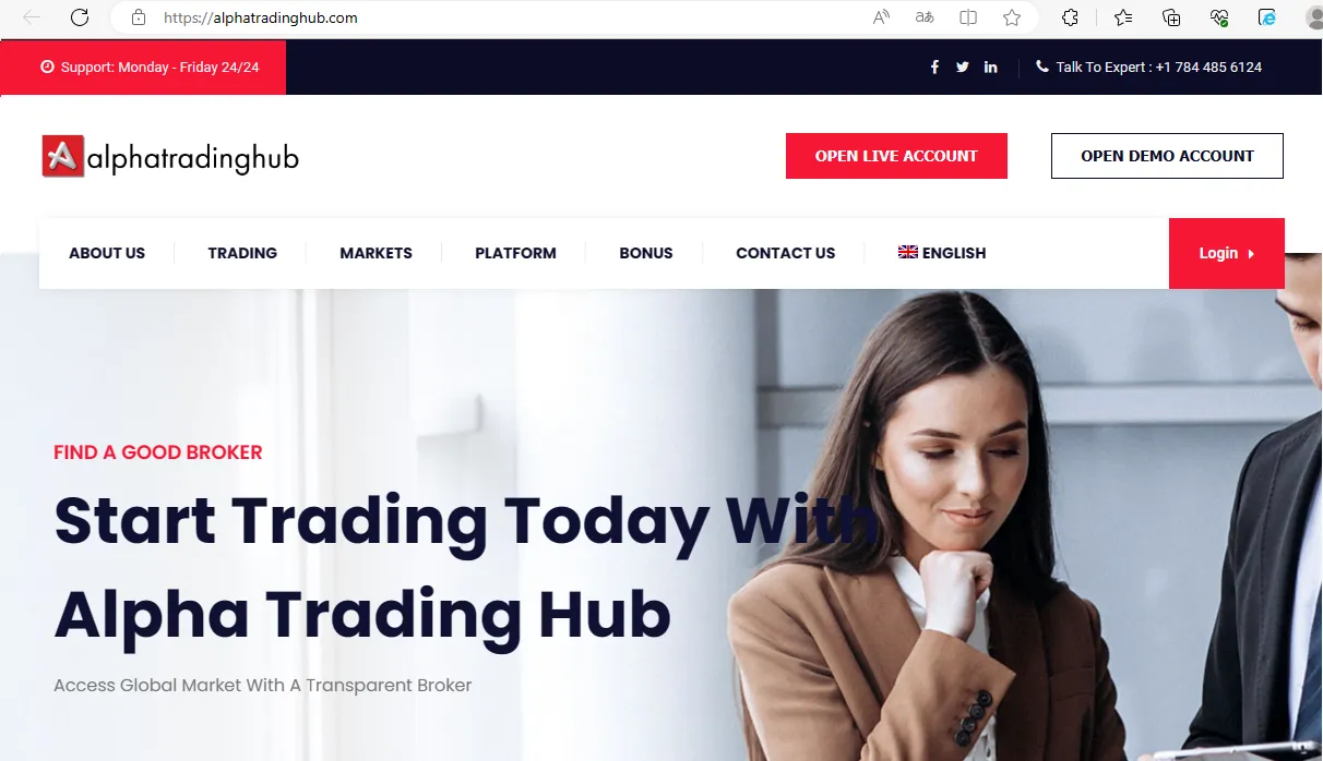 Alpha Trading Hub's home page