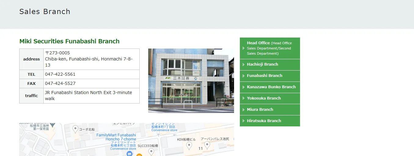 contact details of Miki Securities Funabashi Branch contact details of Miki Securities Funabashi Branch