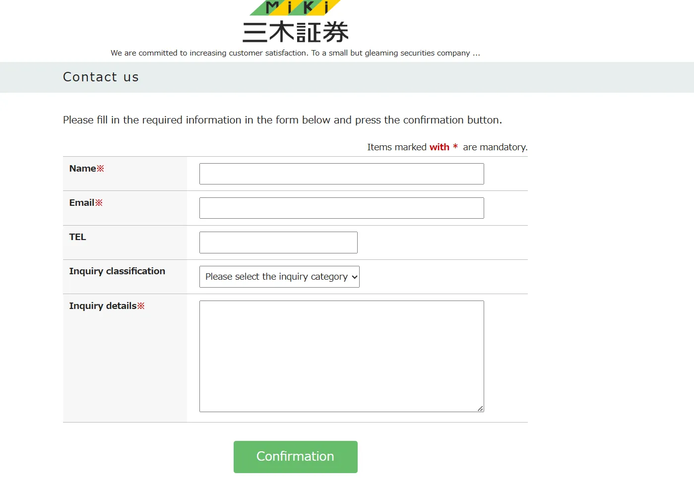 Contact us form Contact us form