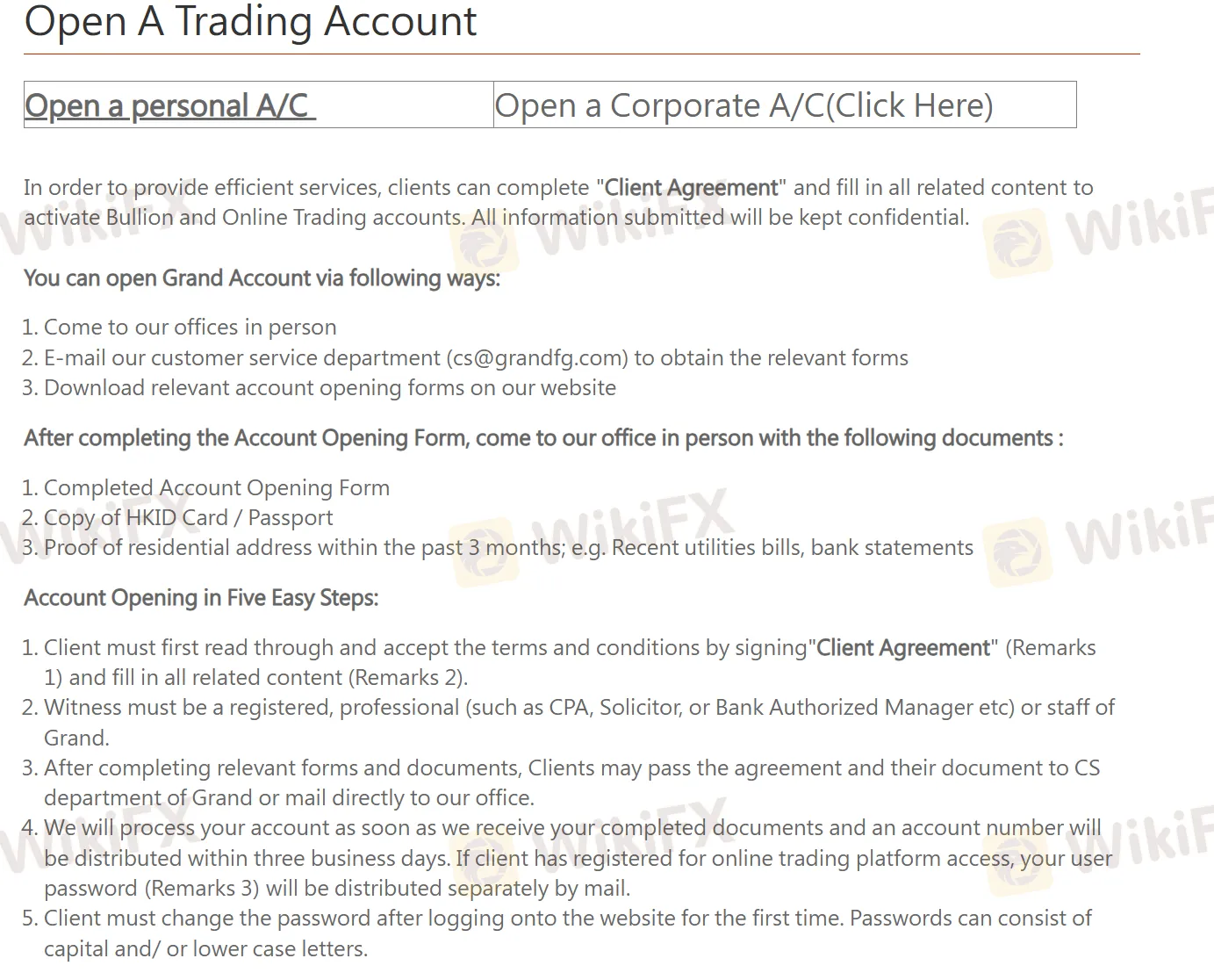 accout details