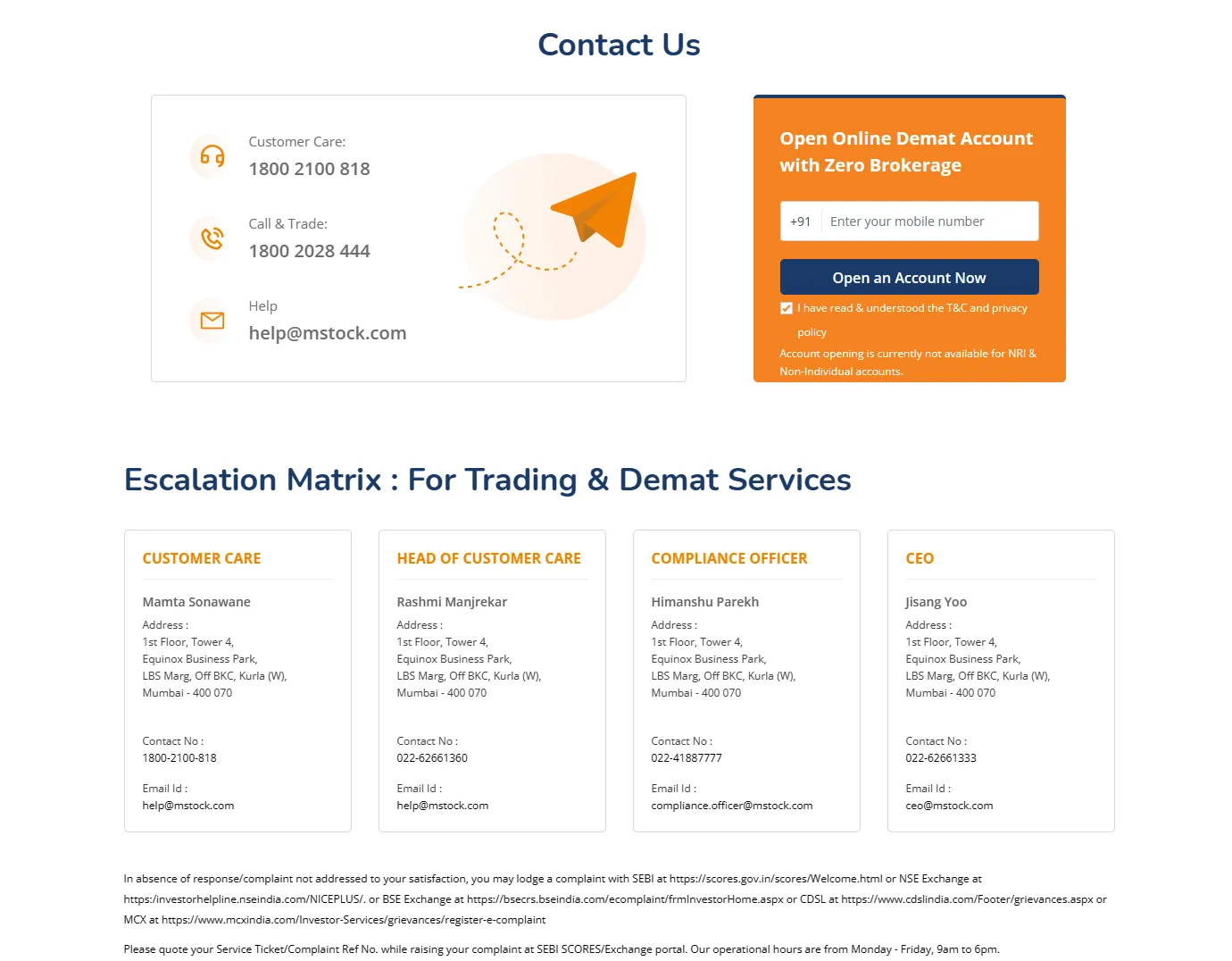 contact details