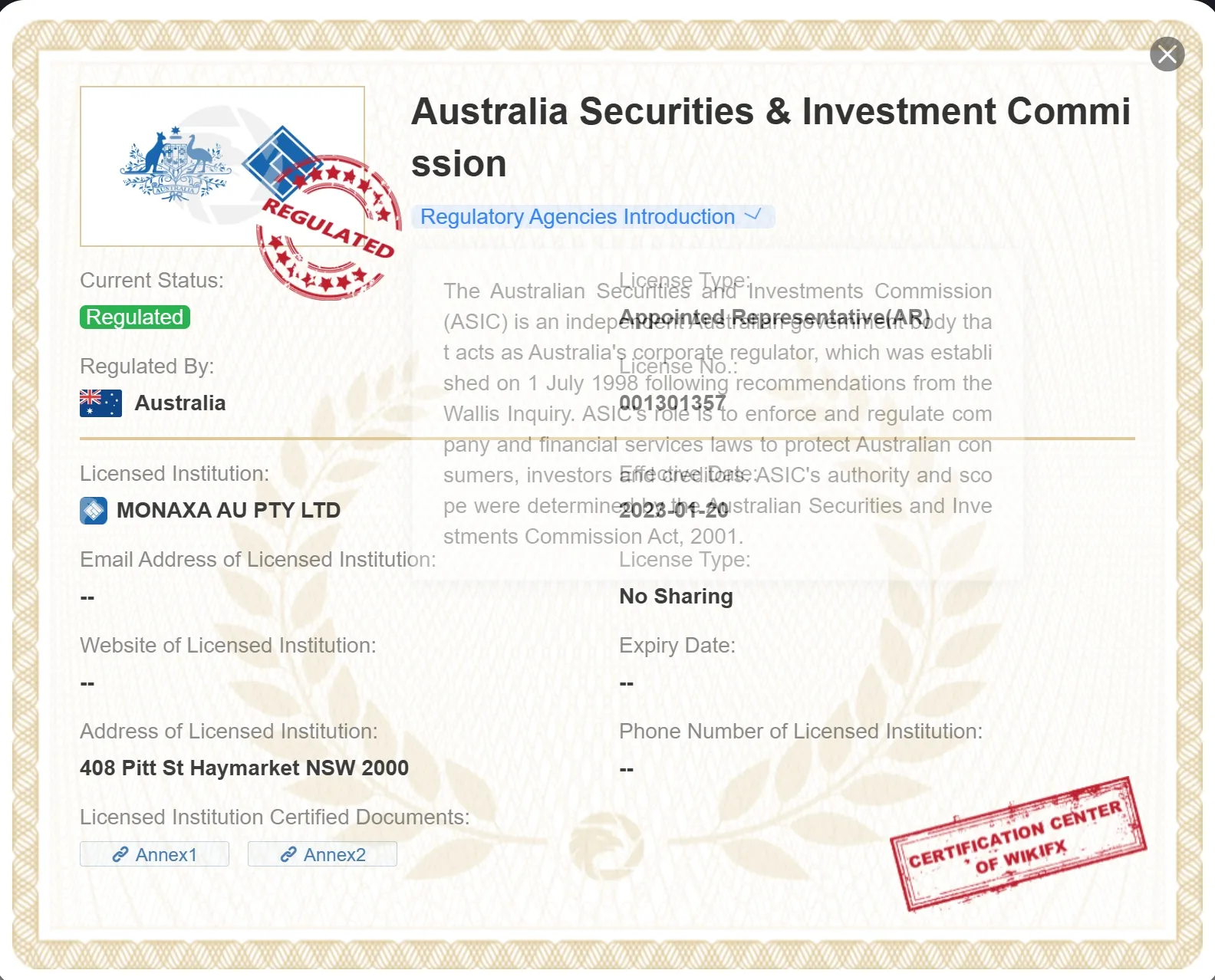 ASIC license