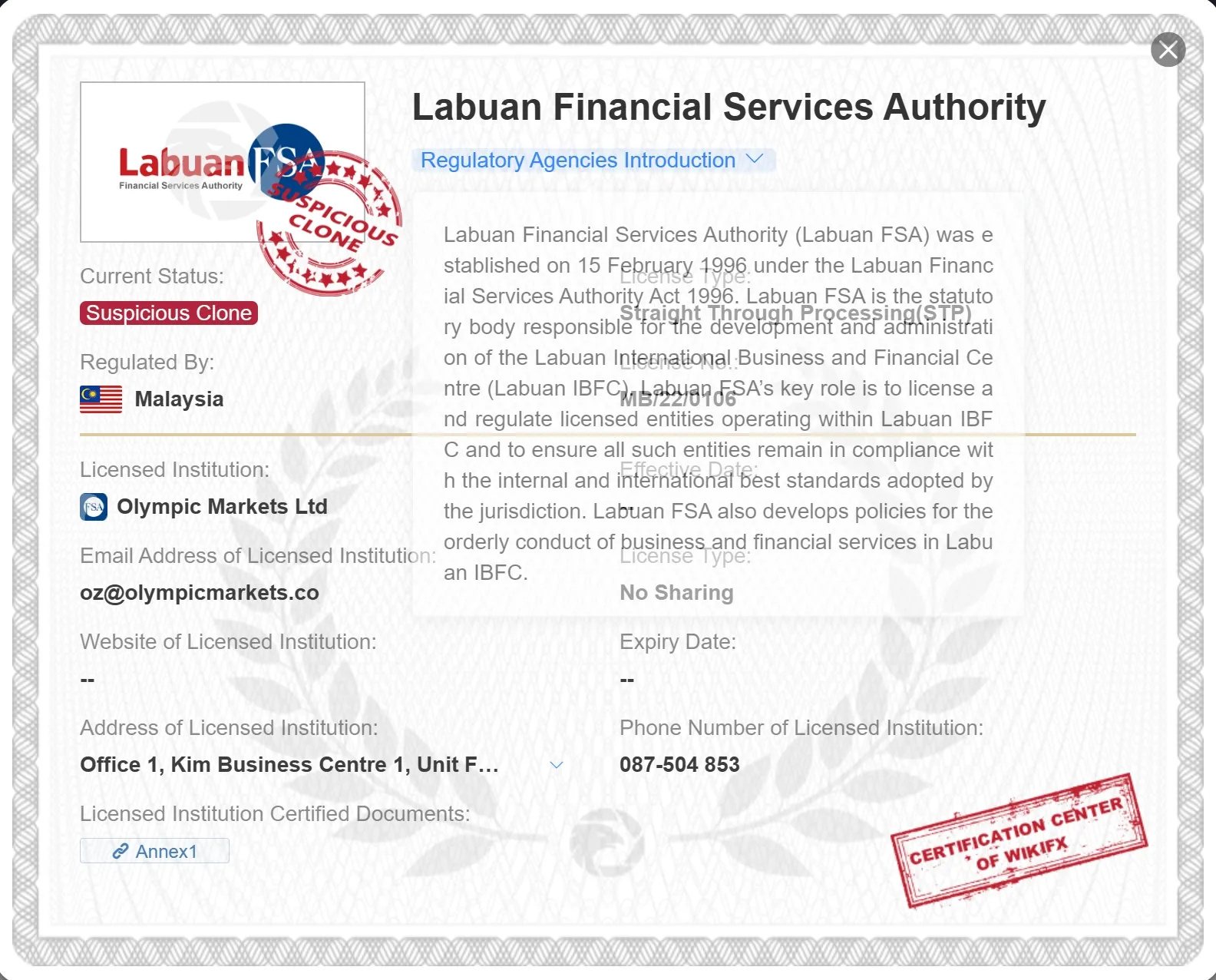 suspicious clone LFSA license suspicious clone LFSA license