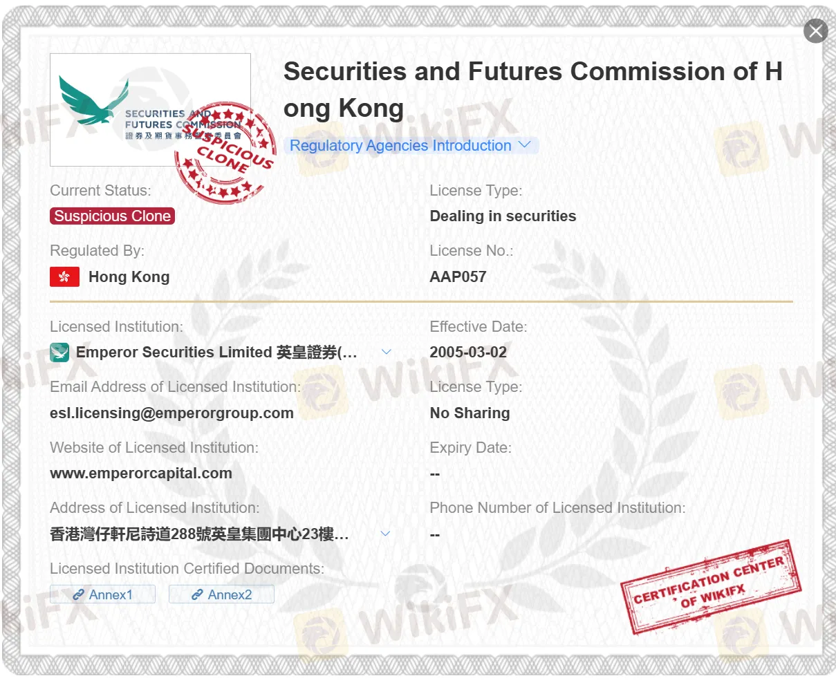 suspicious clone SFC license