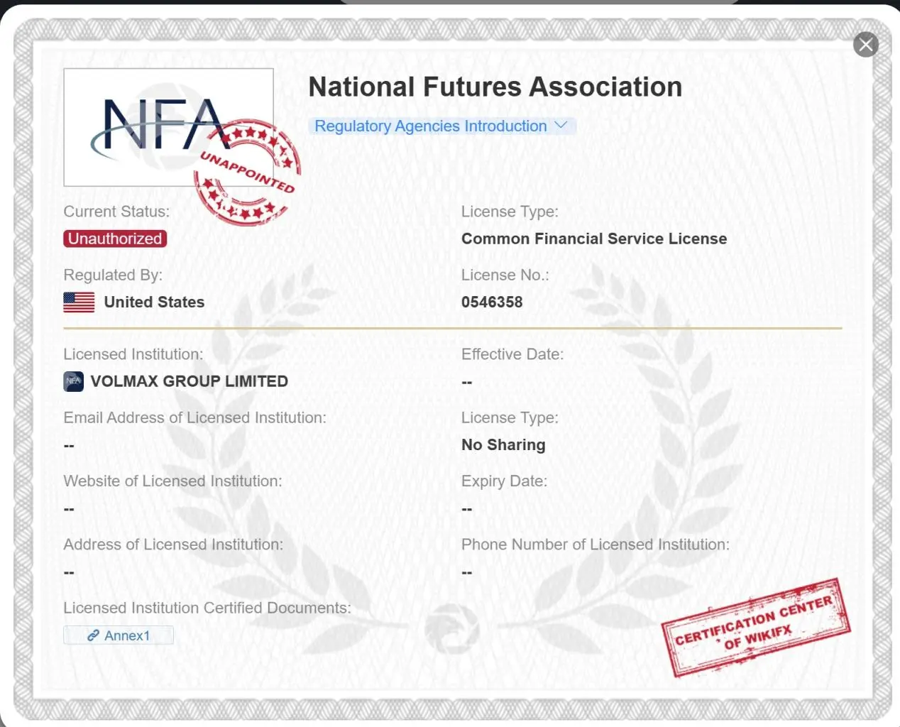 unauthorized NFA license unauthorized NFA license