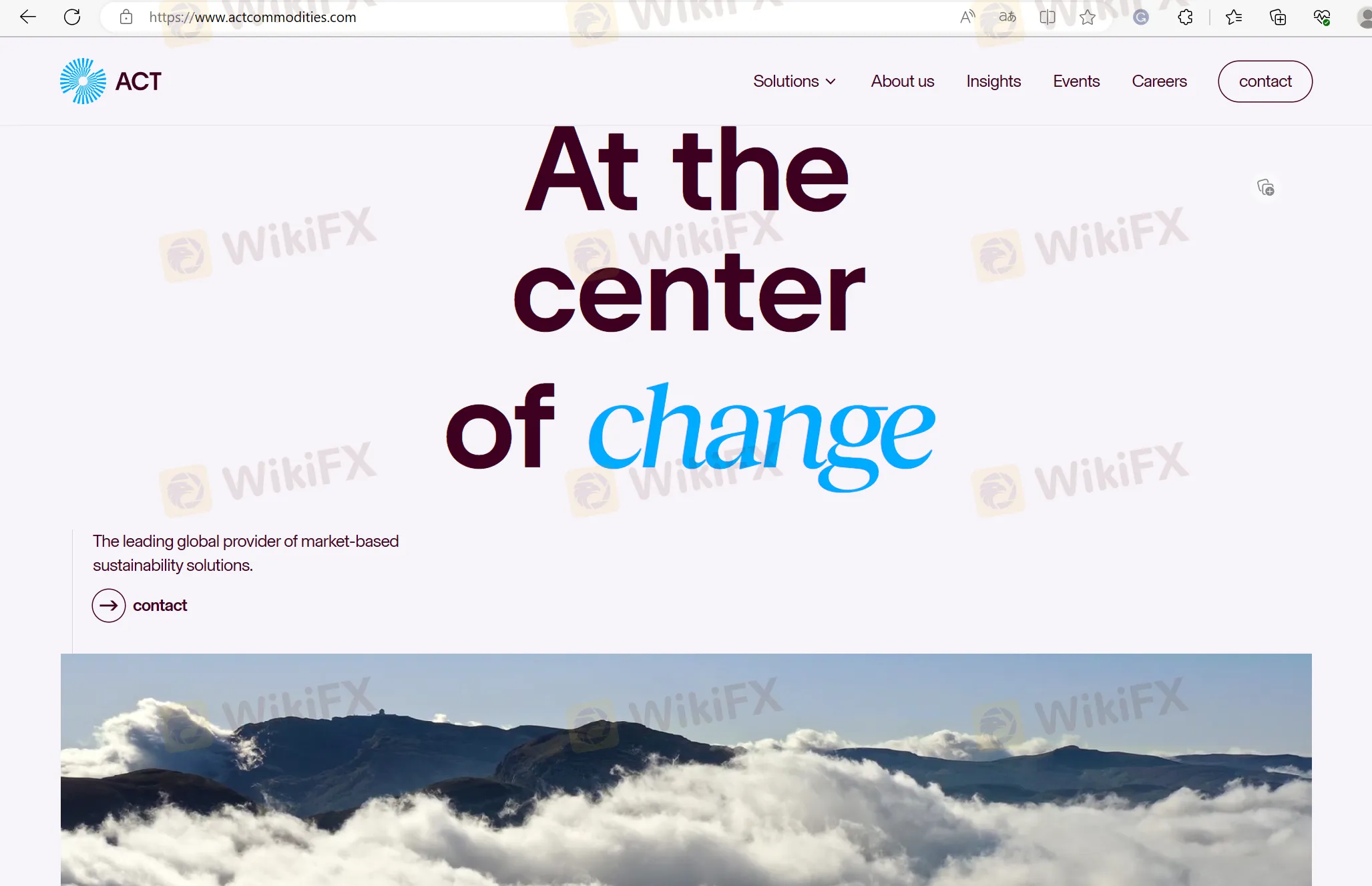 ACT Commodities' home page