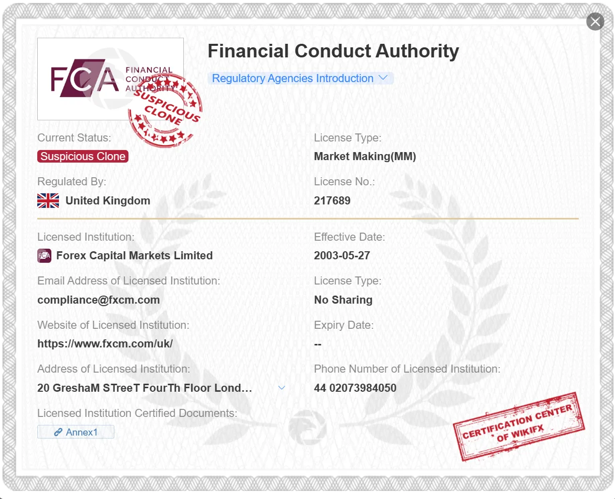 suspicious clone FCA license suspicious clone FCA license