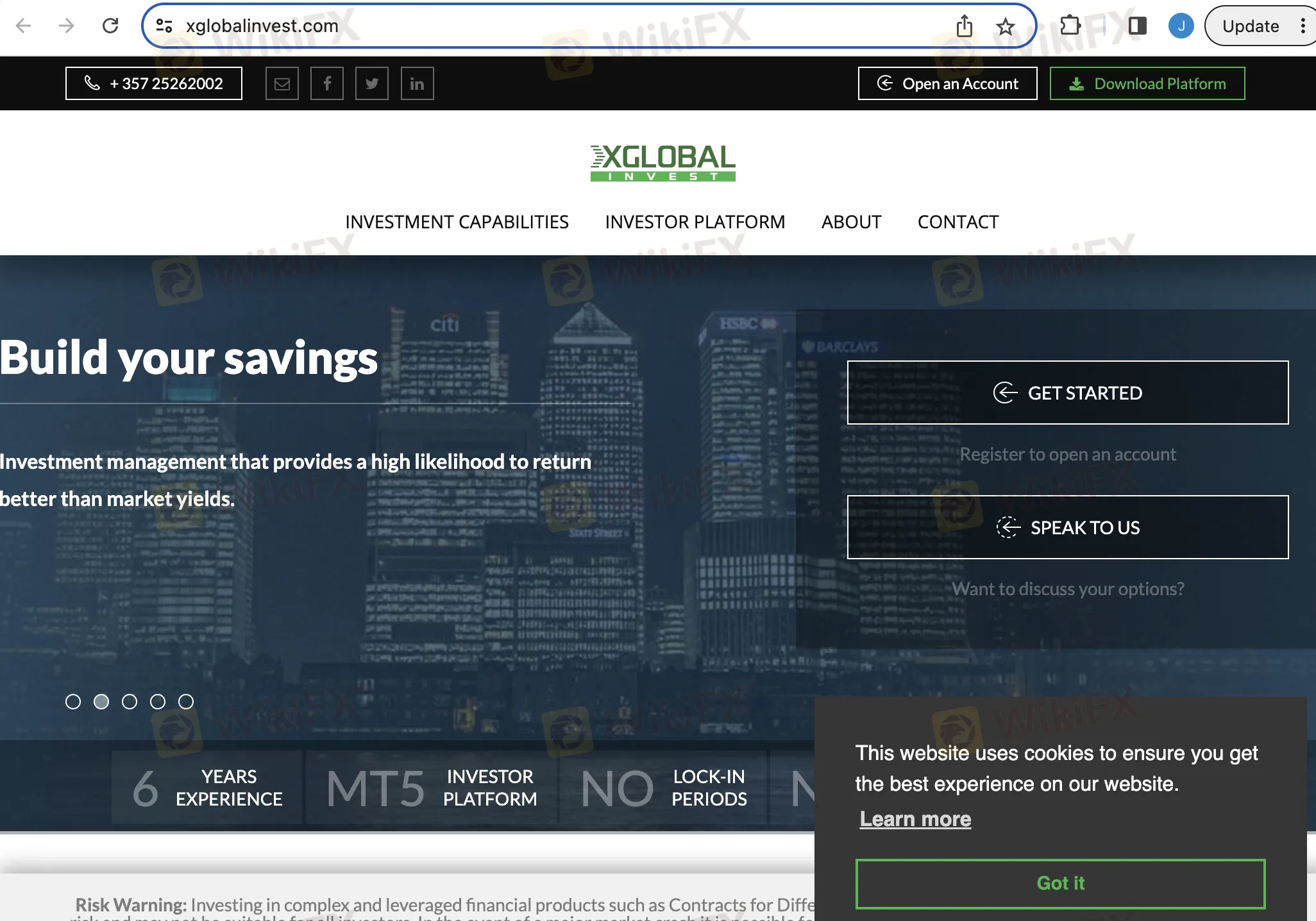 X Global Invest's home page