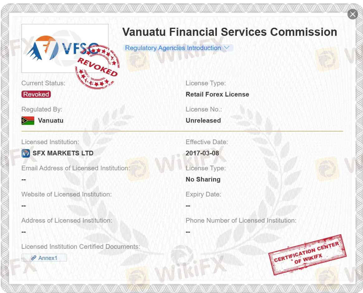 revoked VFSC license revoked VFSC license