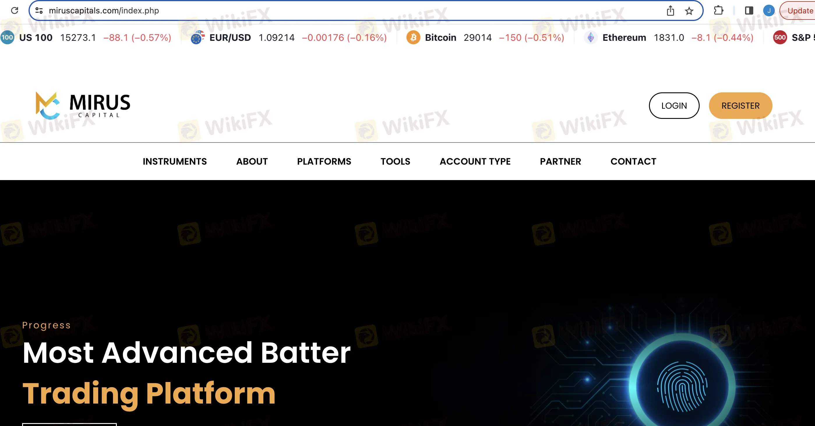 Page d'accueil de MIRUS Capitals