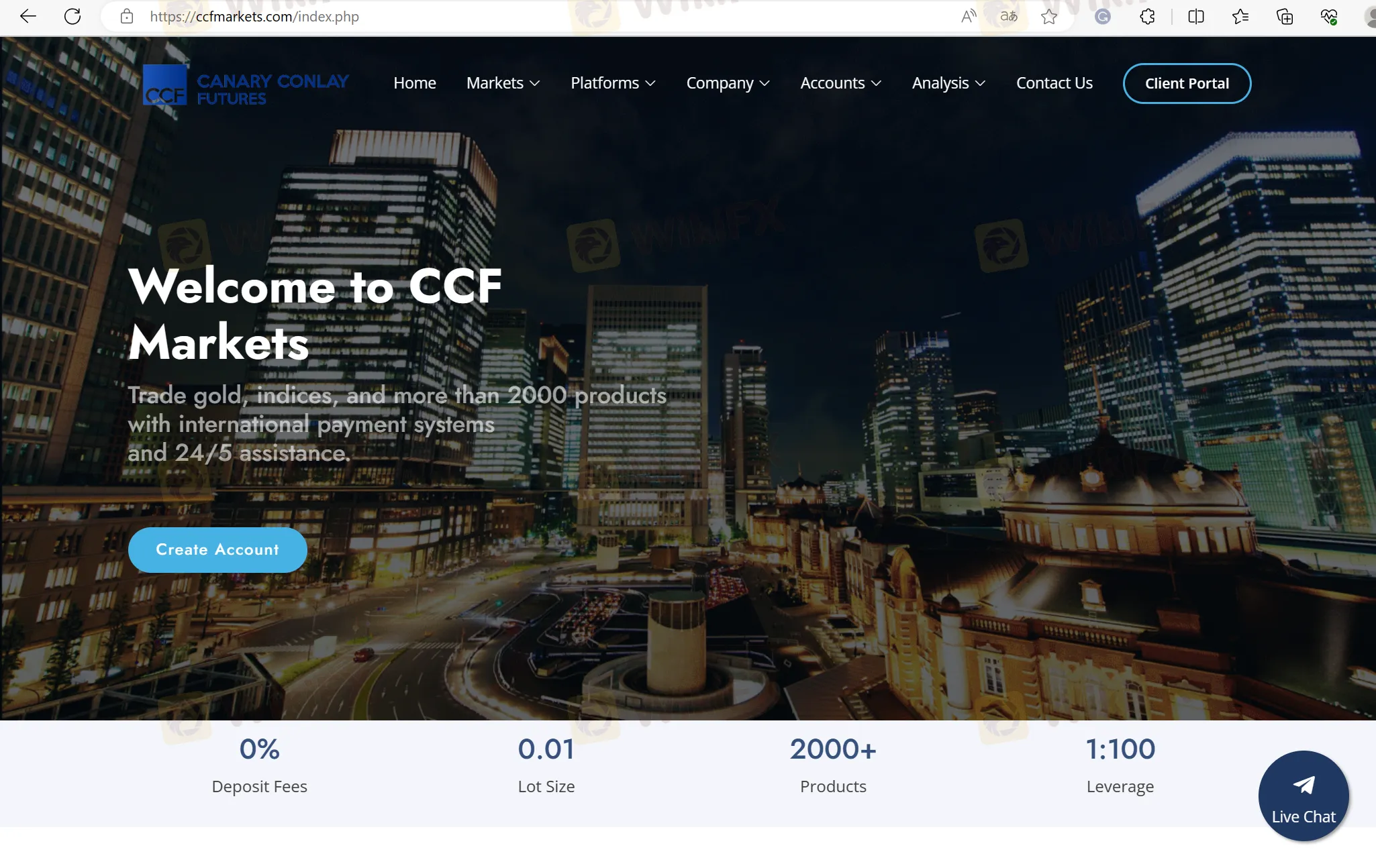 CCF Markets' home page