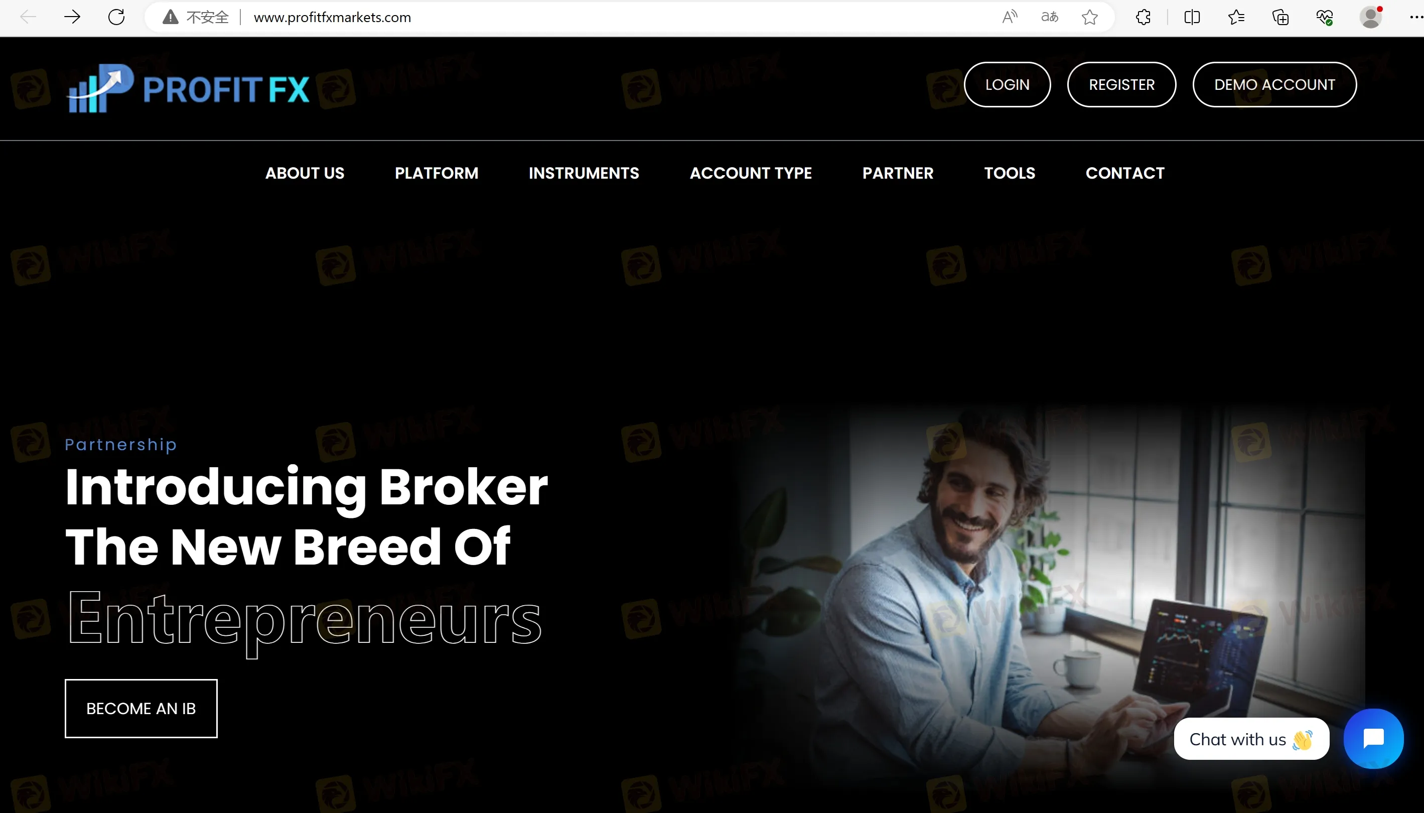 Página inicial do Profit FX