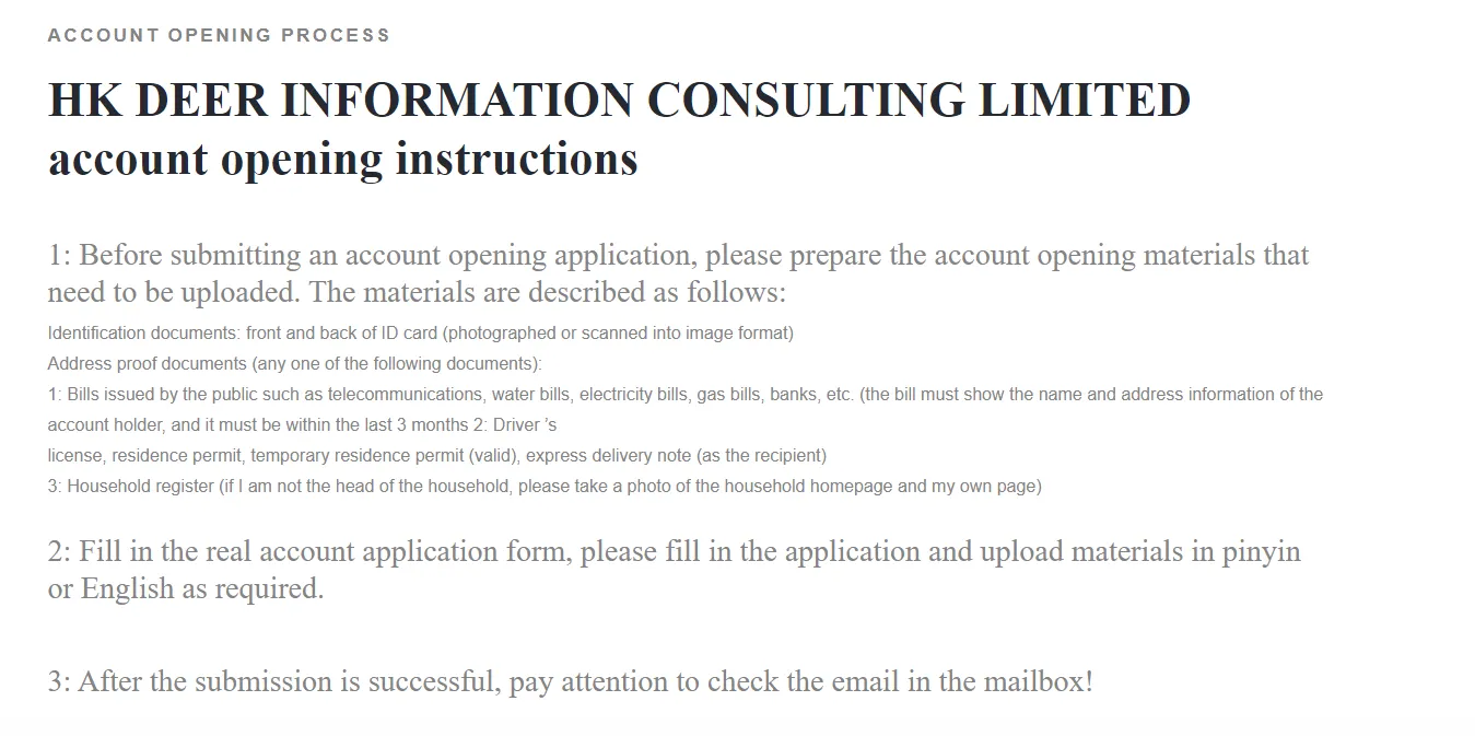 open an account