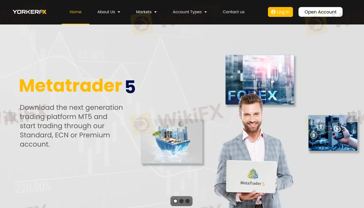 صفحة البداية لـ Yorker Capital Markets