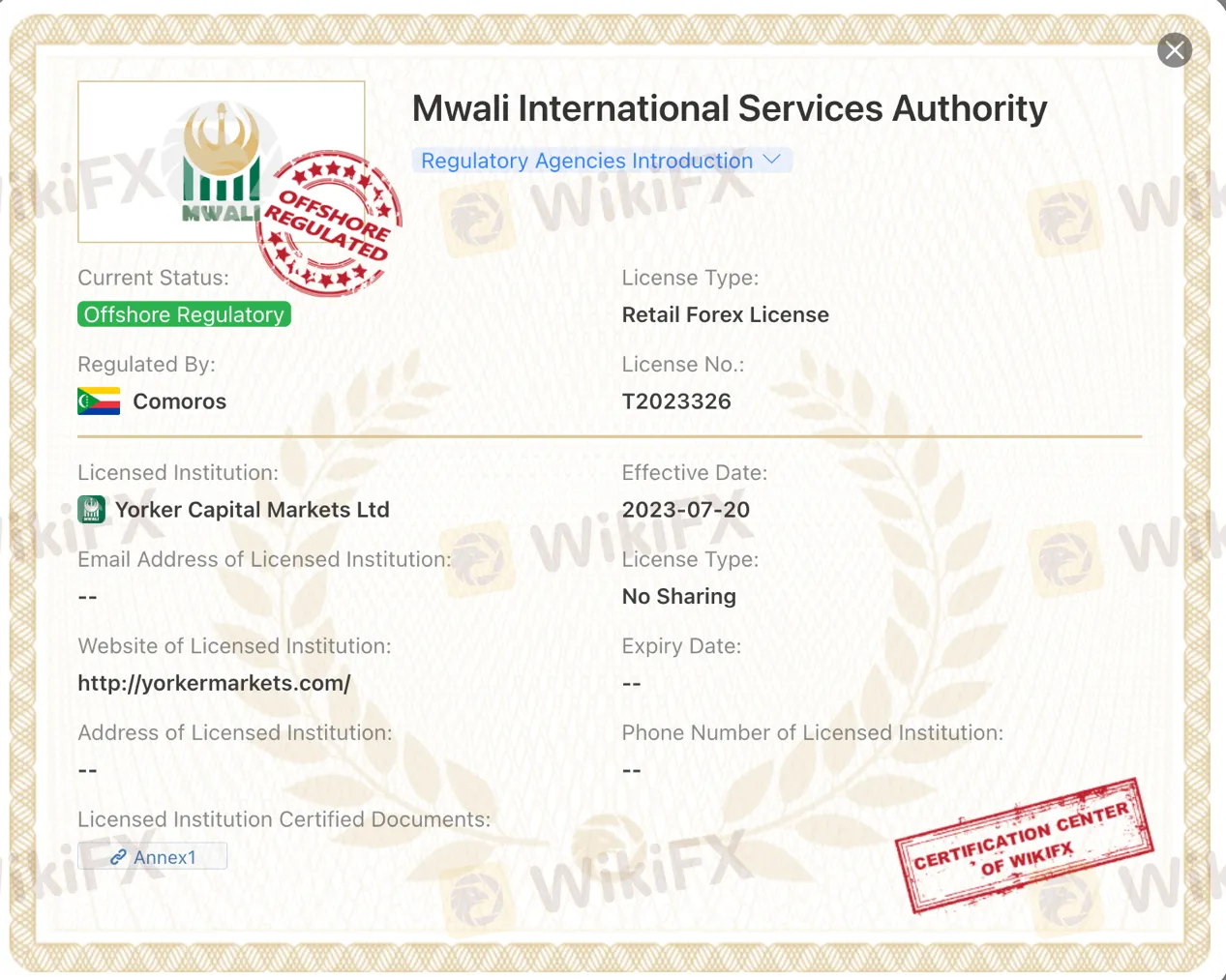 Offshore regulated by MISA Offshore regulated by MISA