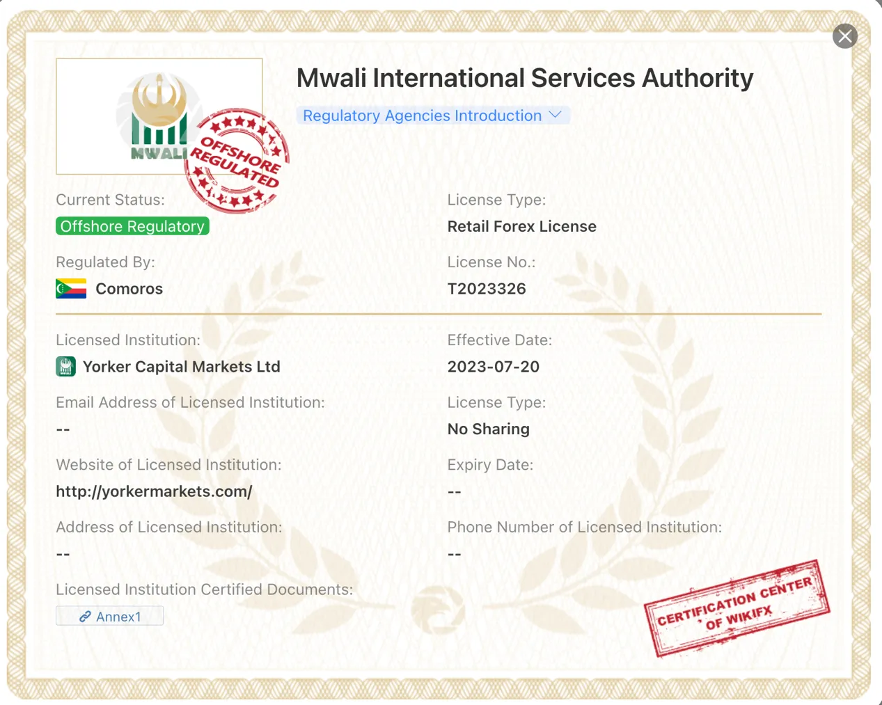 Offshore regulated by MISA Offshore regulated by MISA
