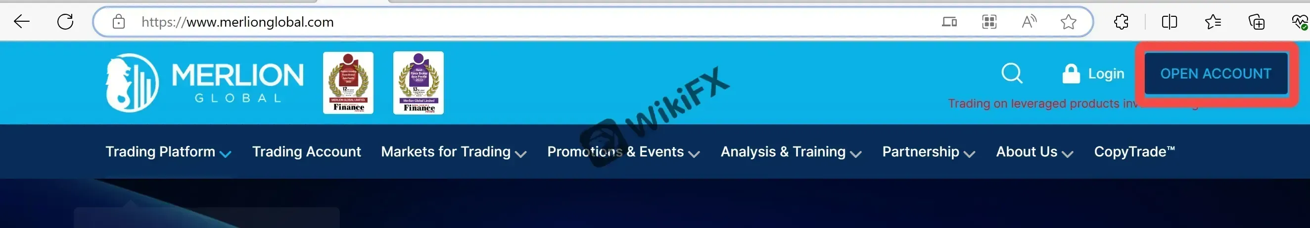 Click on the OPEN ACCOUNT button Click on the OPEN ACCOUNT button
