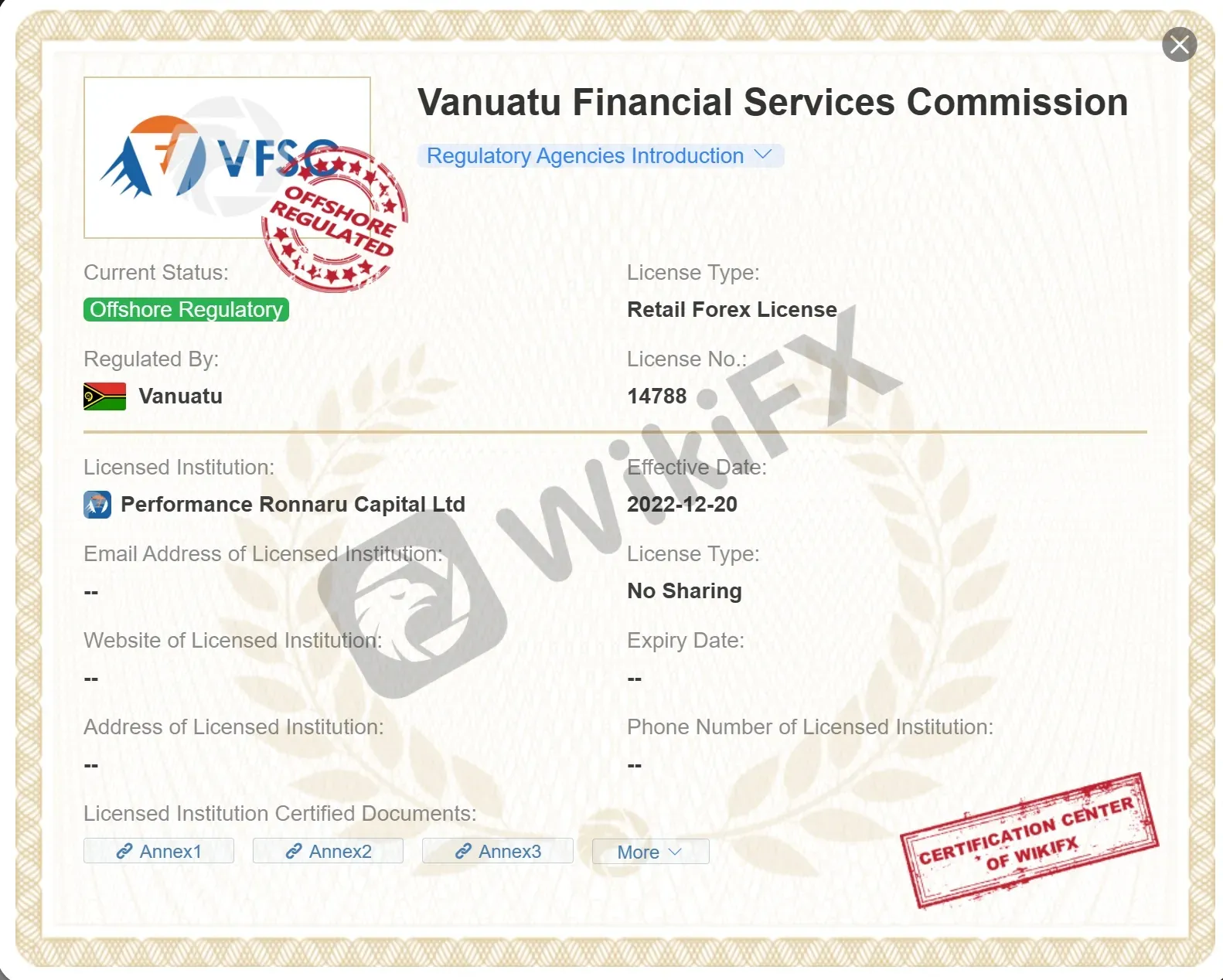 оффшорный регулируется VFSC оффшорный регулируется VFSC
