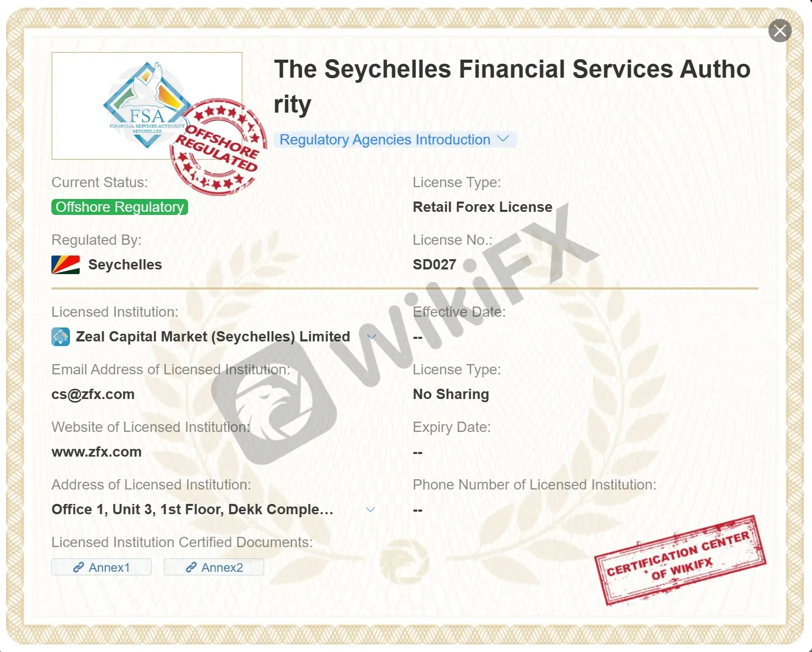 Regulamentado offshore pela FSA