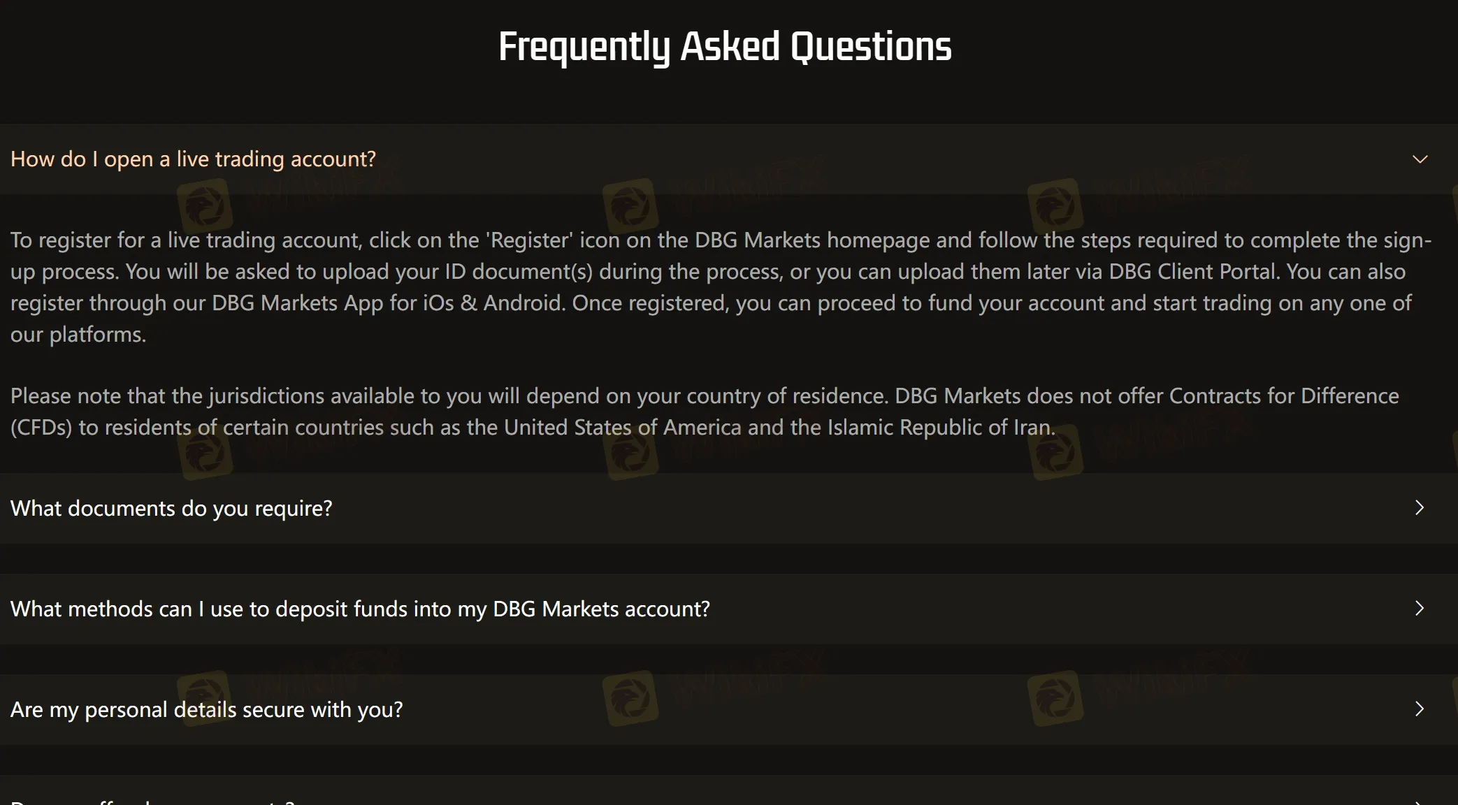 FAQ page