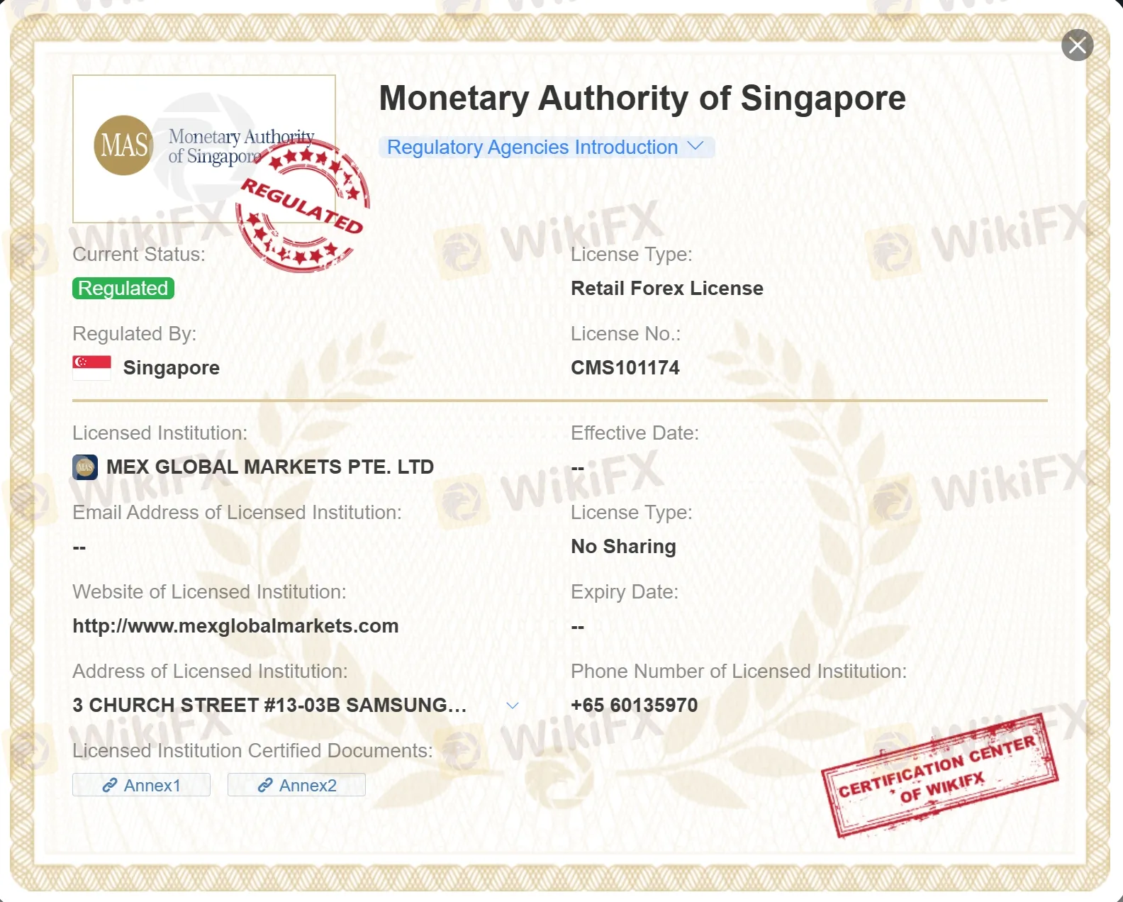 regulated MAS license