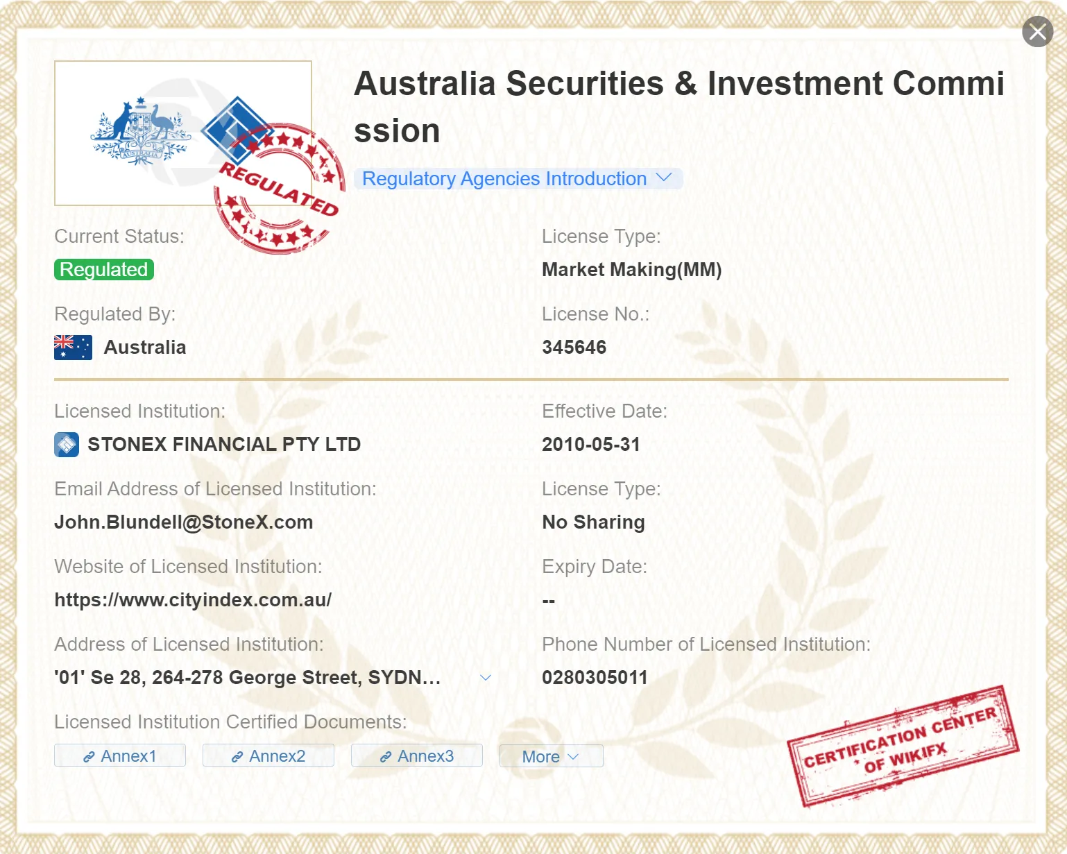 Inoltre, Forex.com offre una protezione dal saldo negativo su tutti i suoi conti di trading. Ciò significa che i clienti non possono perdere più denaro di quello presente nel loro conto, fornendo un ulteriore livello di sicurezza e tranquillità durante il trading. Nel caso in cui si verifichi una situazione di mercato estrema e una posizione si muova contro il cliente, Forex.com chiuderà automaticamente la posizione prima che il saldo del conto scenda sotto lo zero. Questa protezione aiuta a limitare il rischio per i clienti ed è una caratteristica importante da considerare nella scelta di un broker forex. Regolamentato dalla ASIC