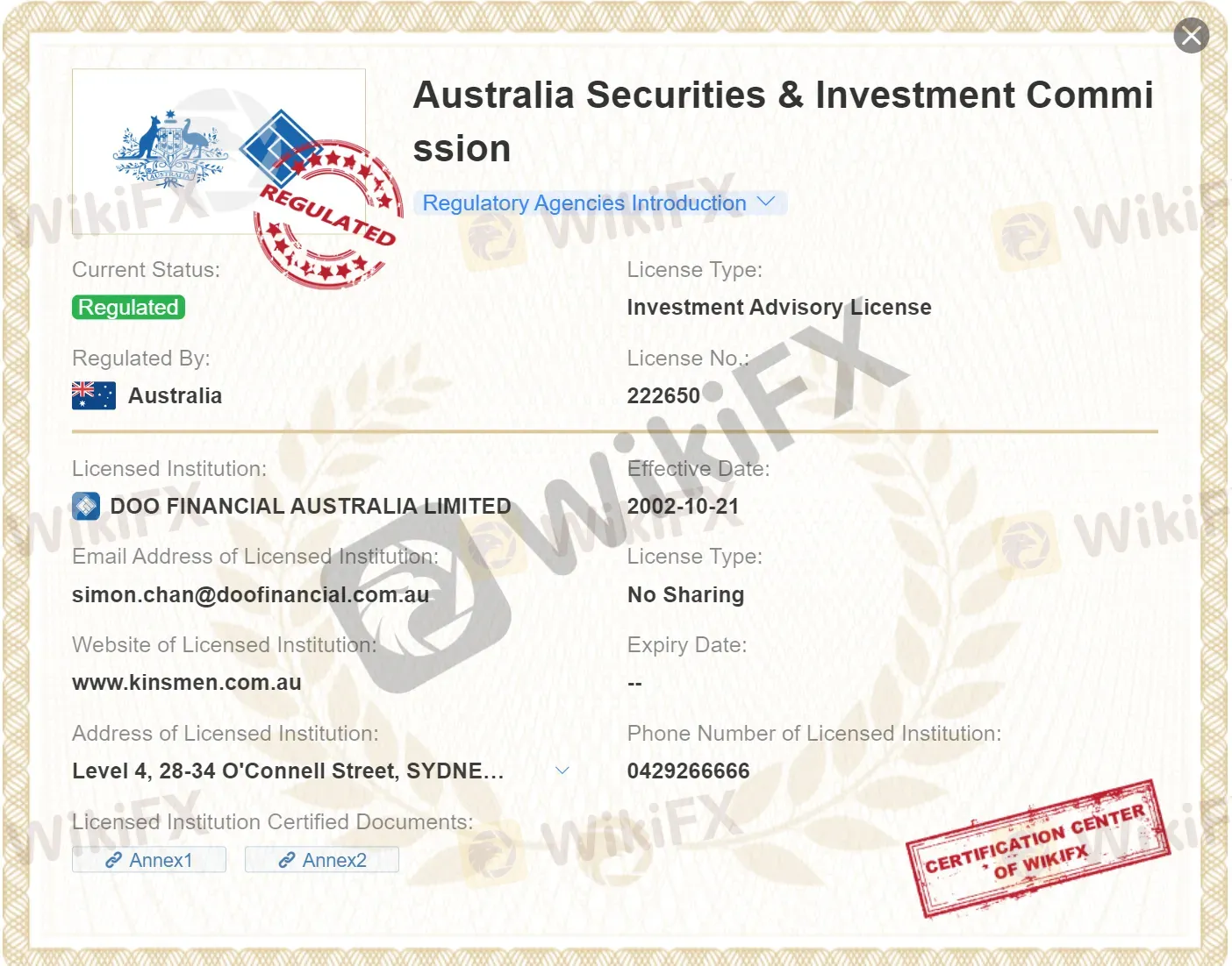 Regulated by ASIC Regulated by ASIC