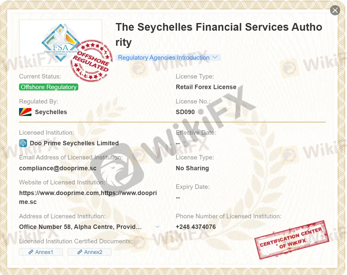 Offshore regulated by FSA