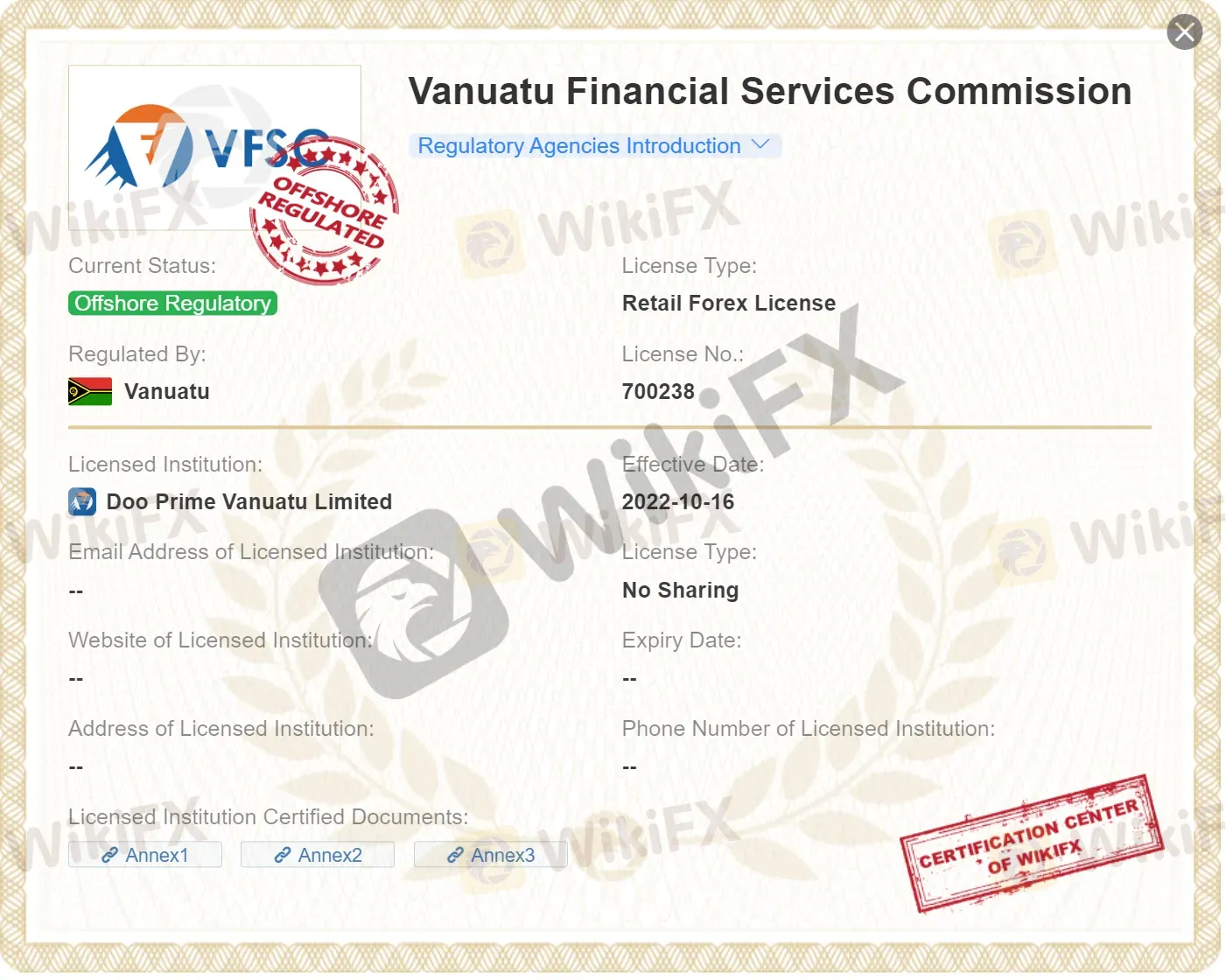Offshore regulated by VFSC Offshore regulated by VFSC