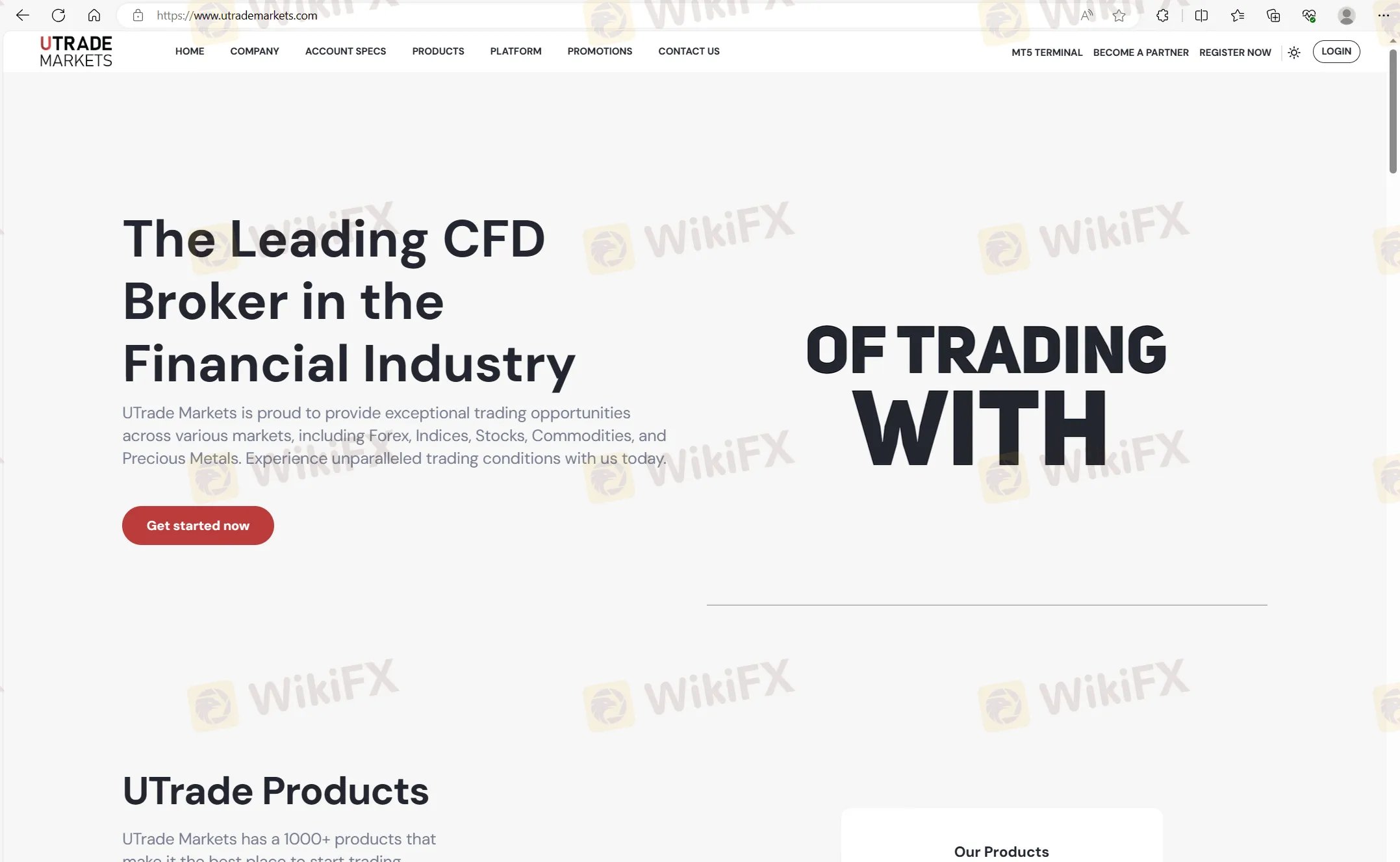 U Trade Markets' home page U Trade Markets' home page