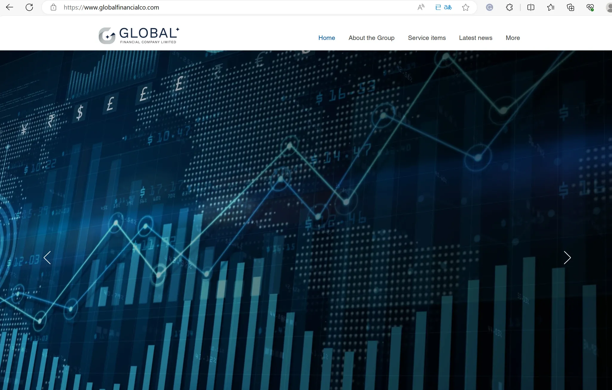 Global Financial's home page