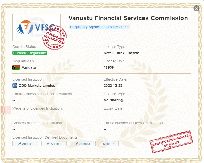 VFSC tarafından offshore düzenlenmiş VFSC tarafından offshore düzenlenmiş