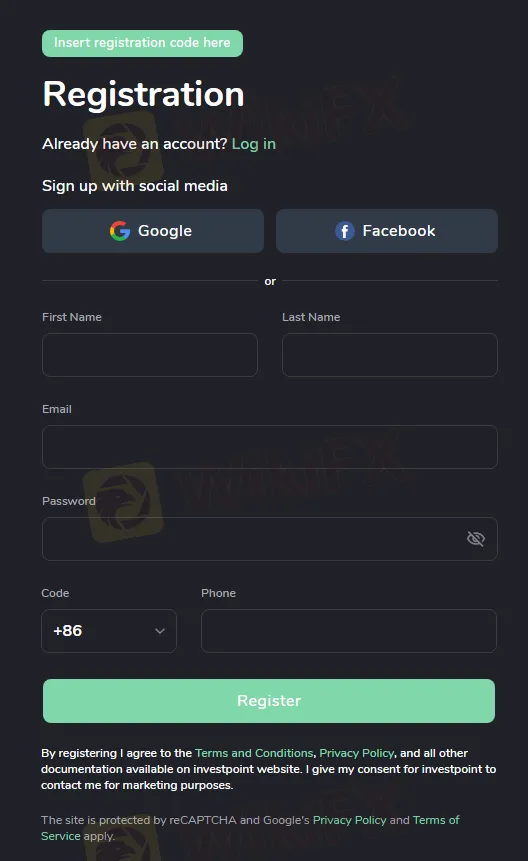 fill in required info