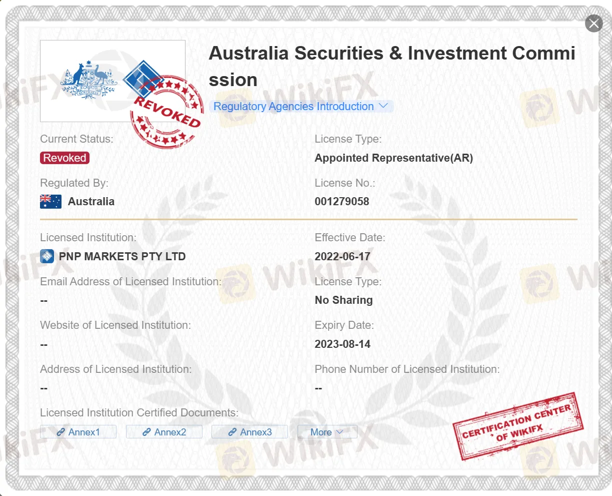 revoked ASIC license revoked ASIC license