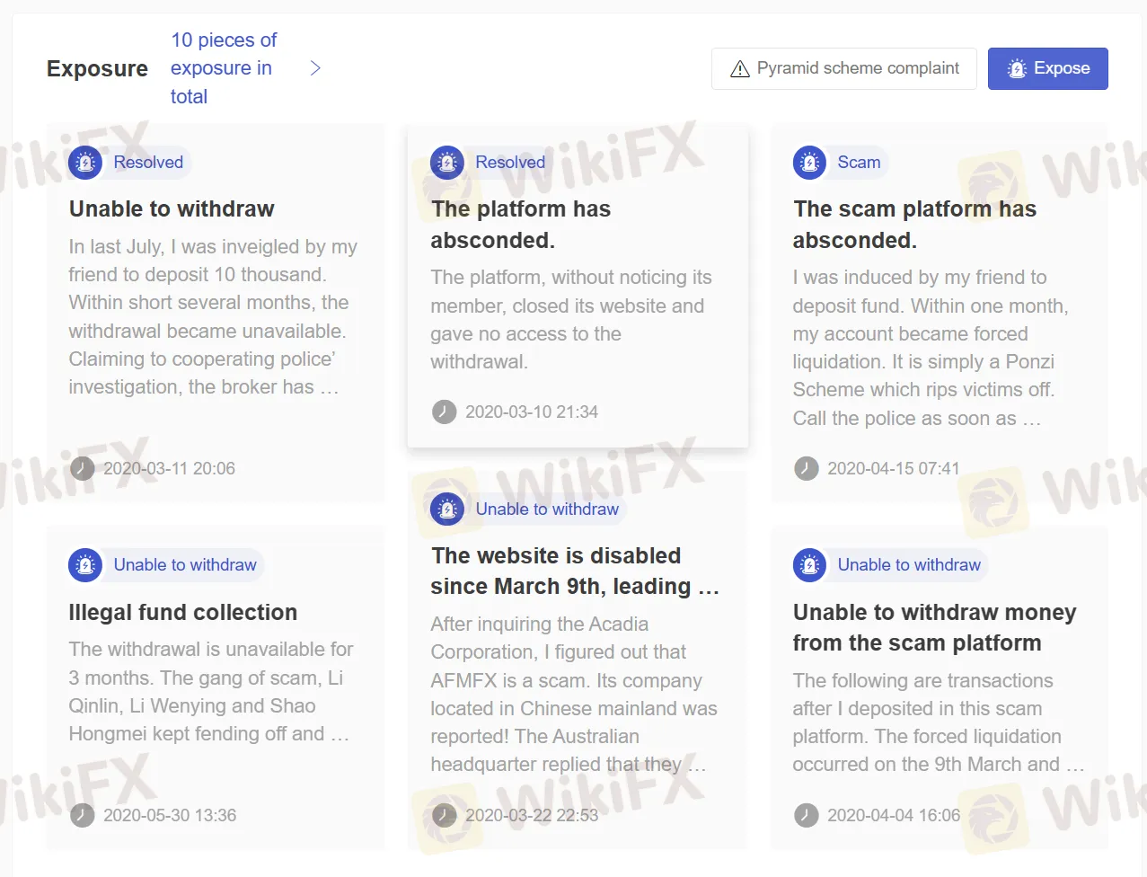 WikiFX上的用户曝光