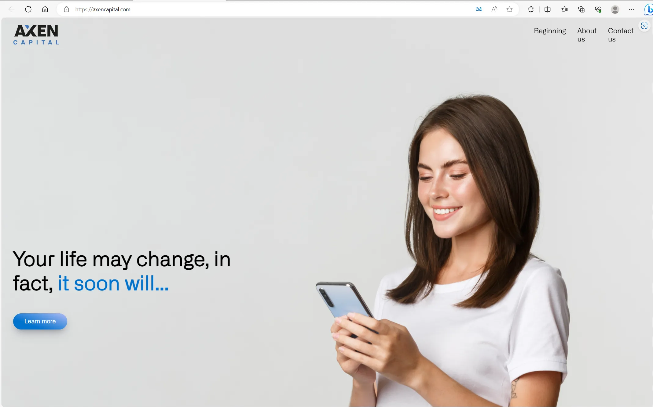 Axen Capital's home page