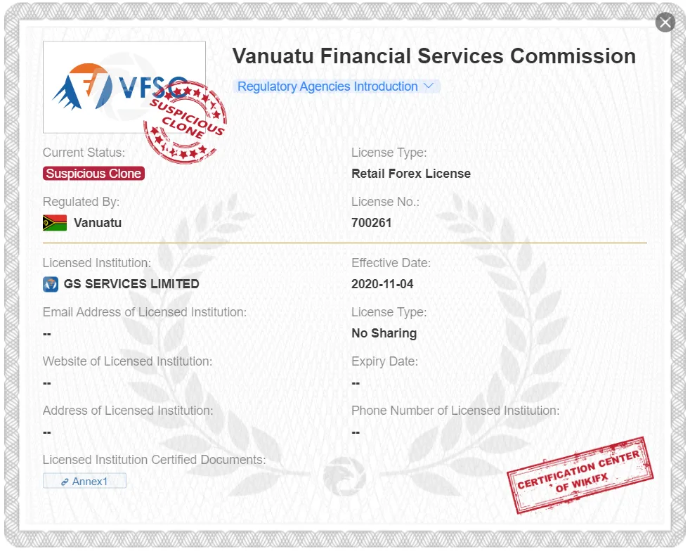 suspicious clone VFSC license suspicious clone VFSC license