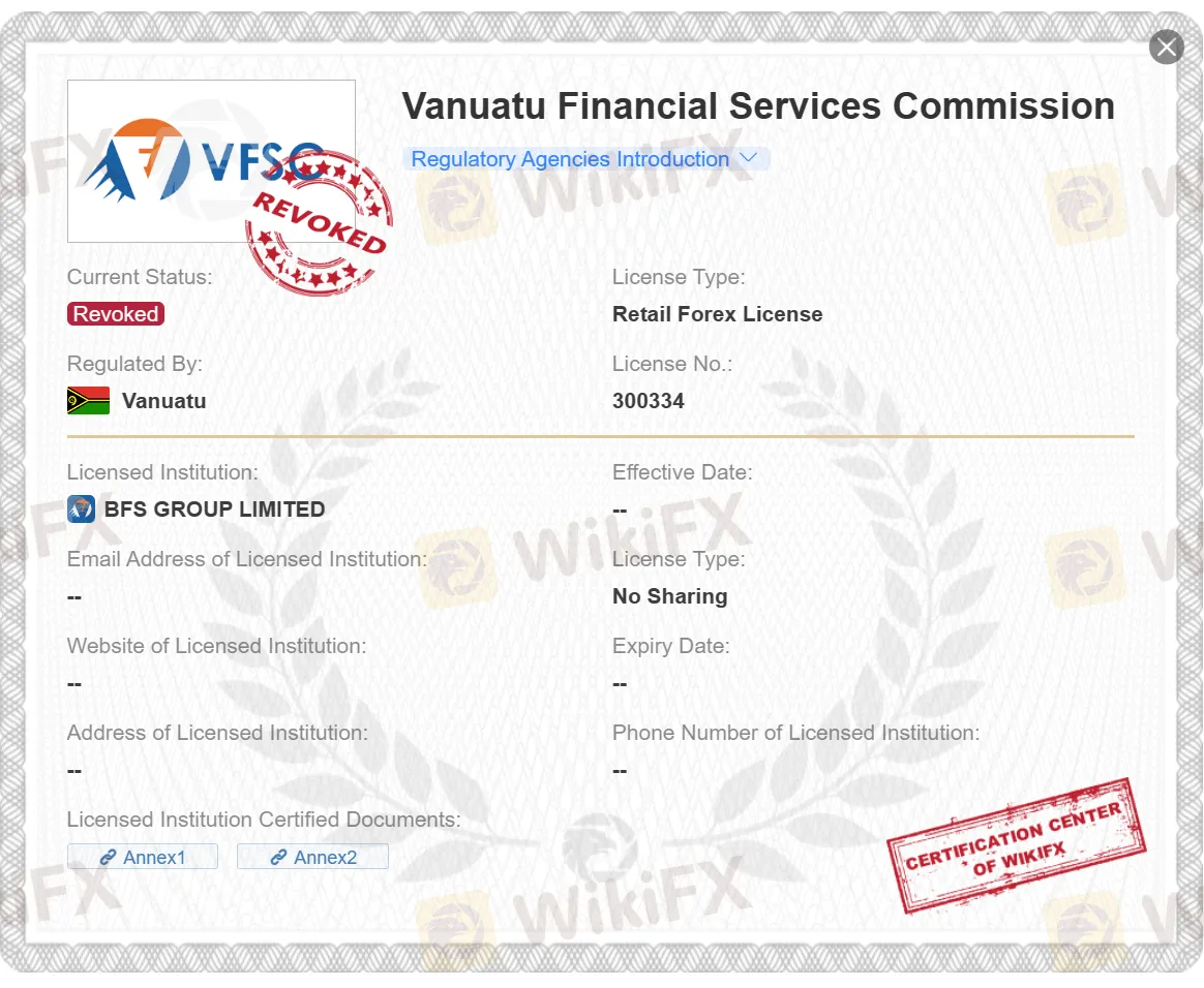 revoked VFSC license revoked VFSC license