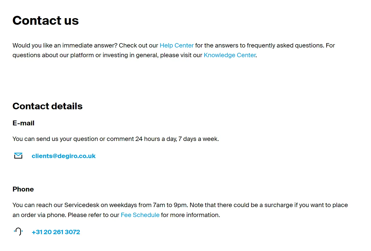contact details