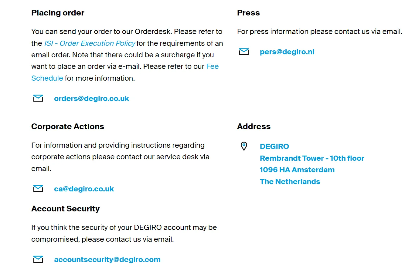 contact details