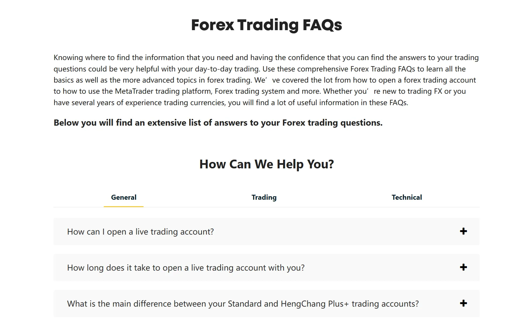 FAQ page