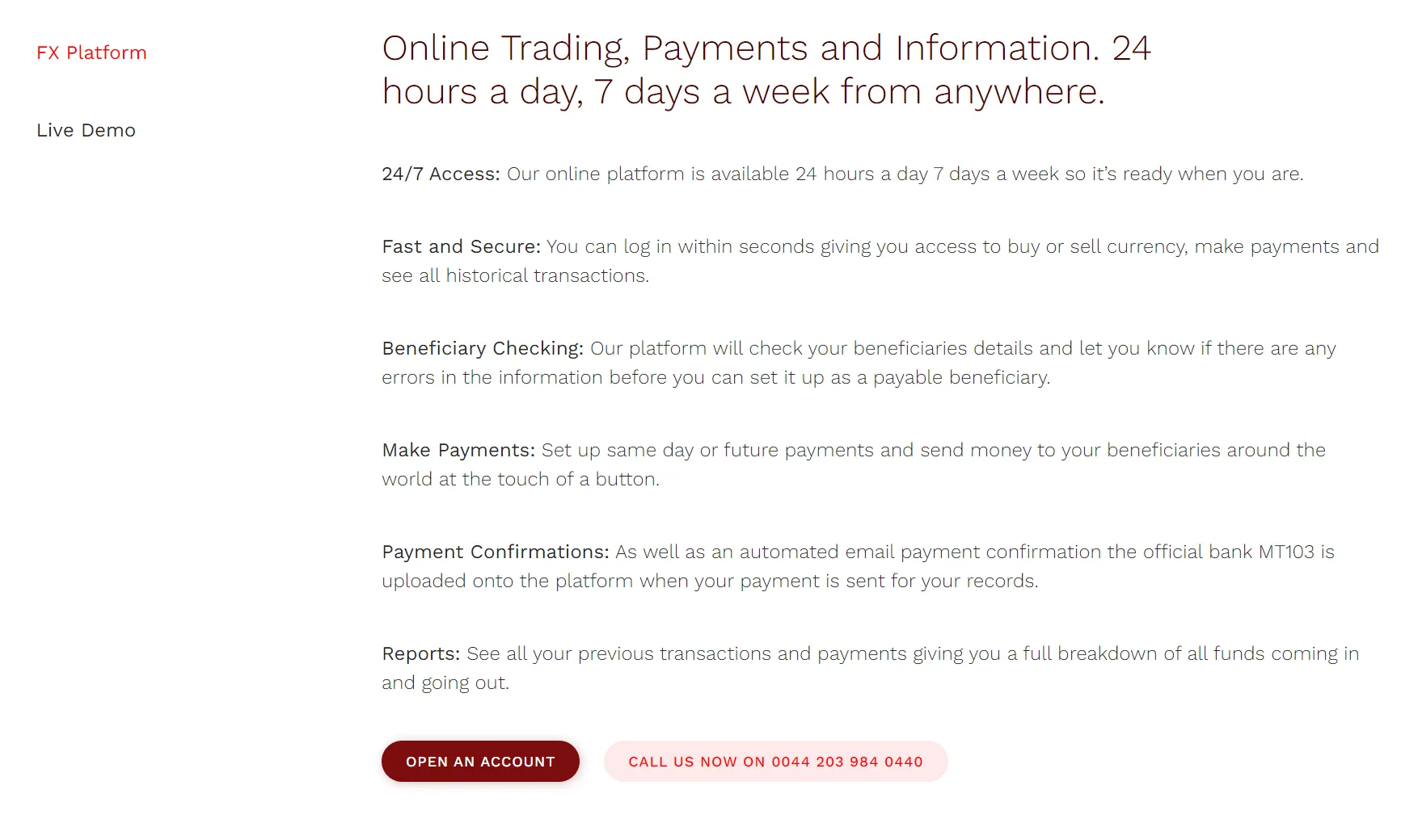 Trading Platform details