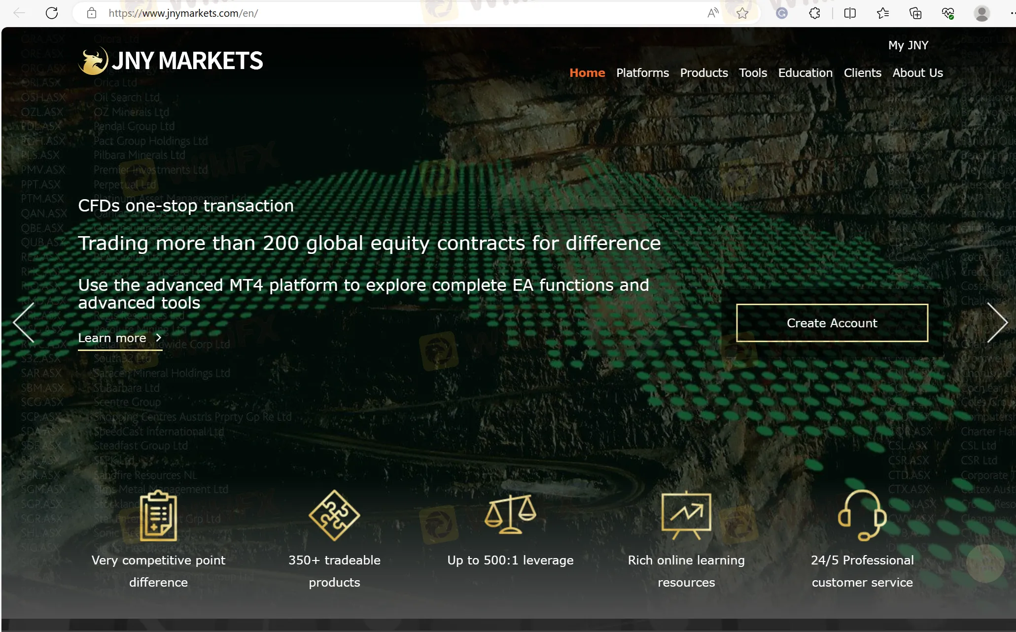 JNY Markets' home page