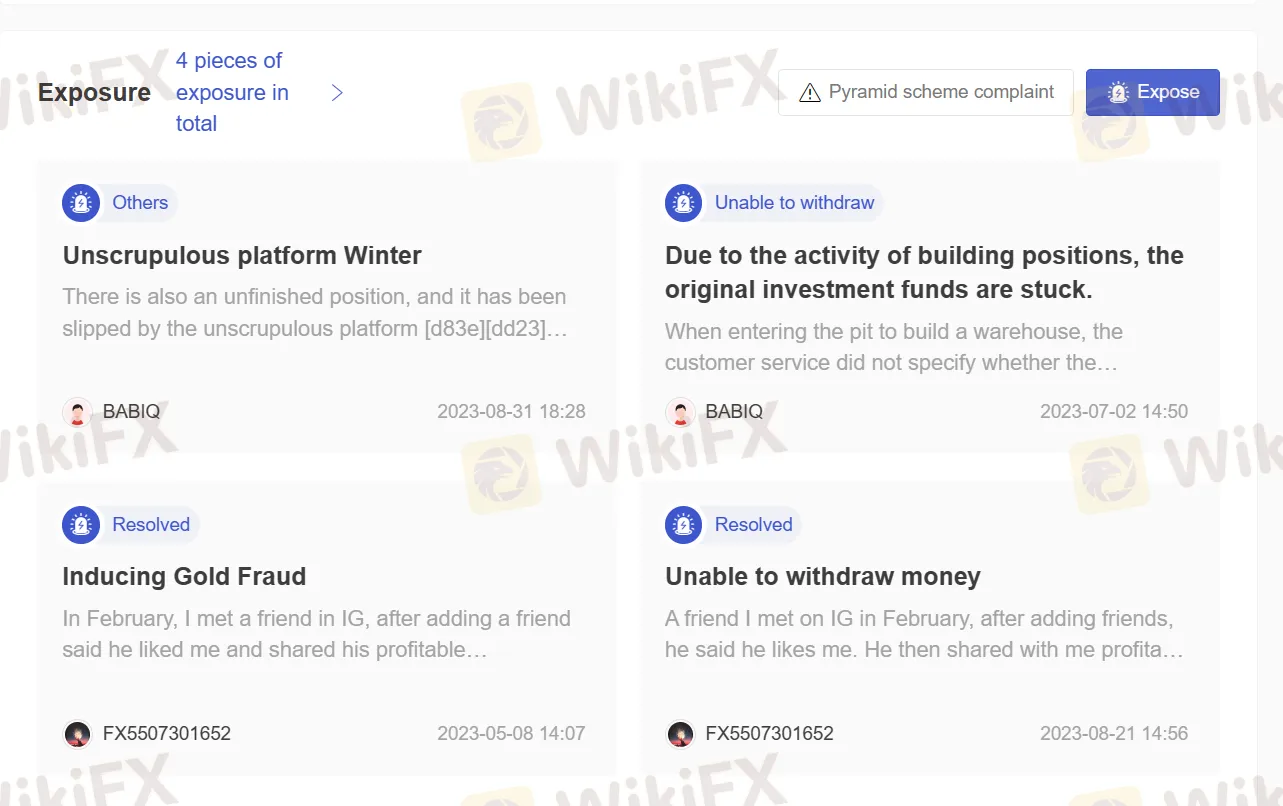 WikiFX上的用戶曝光