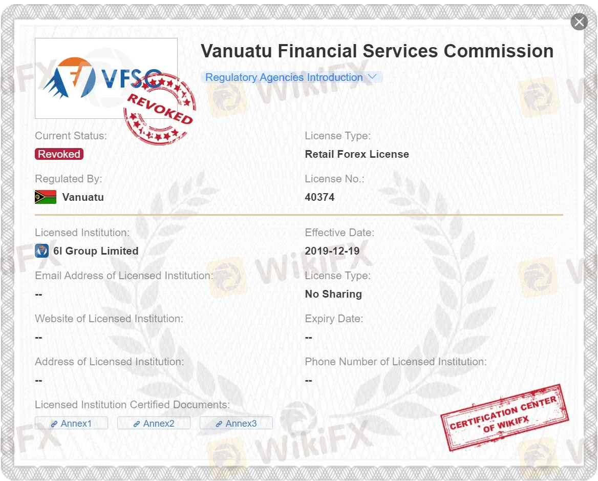 revoked VFSC license