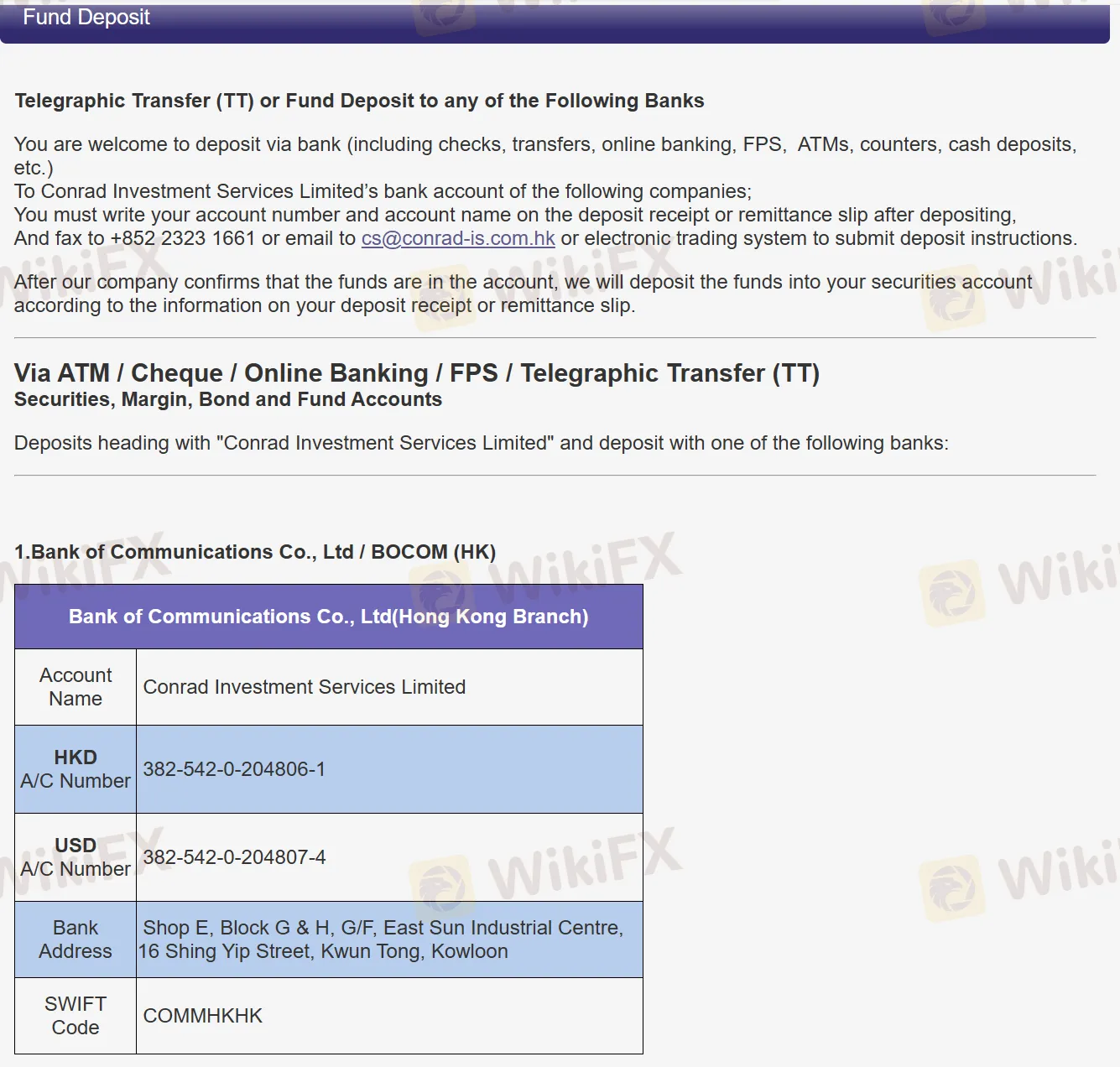 Deposit details Deposit details