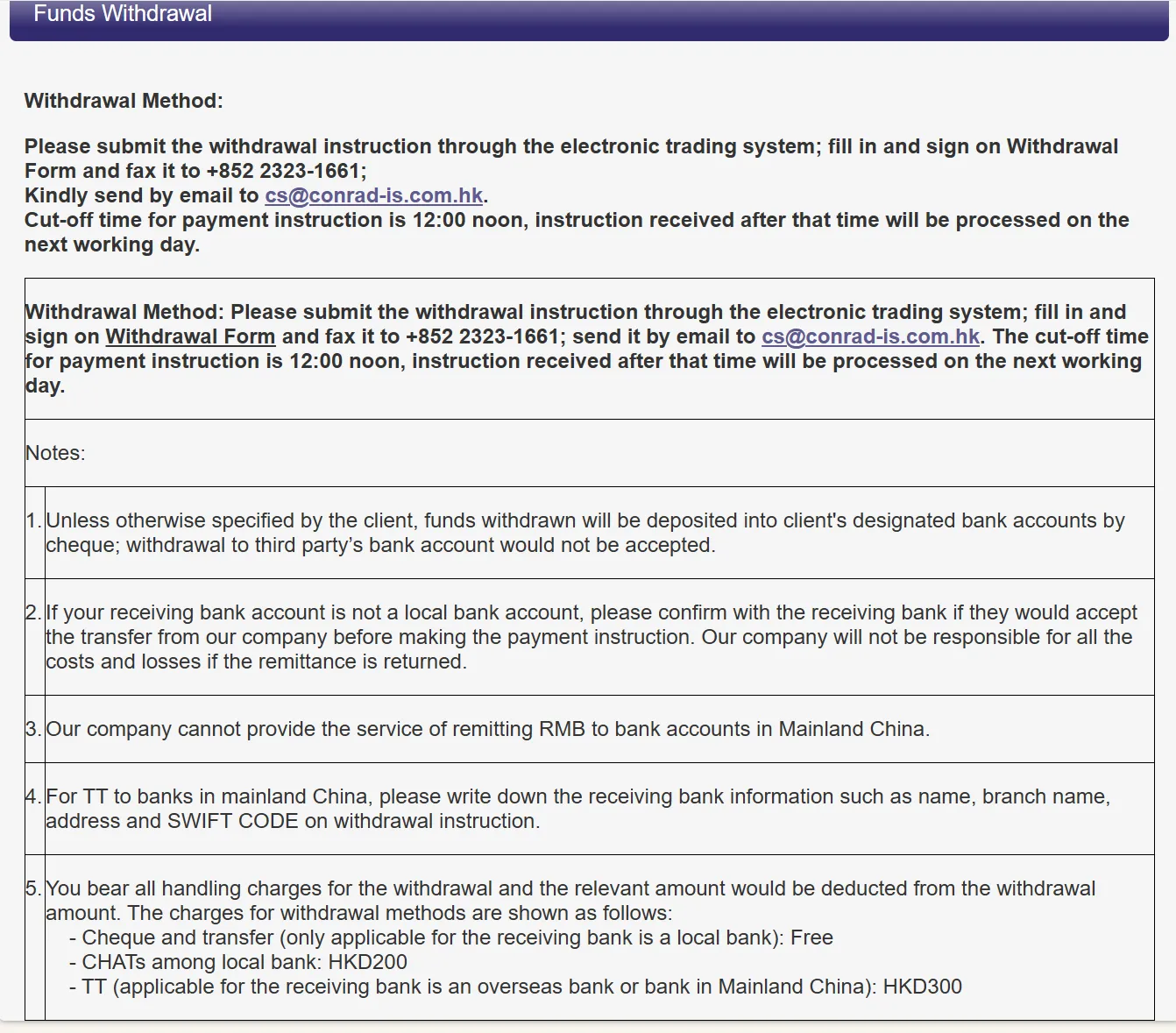 withdrawal details withdrawal details